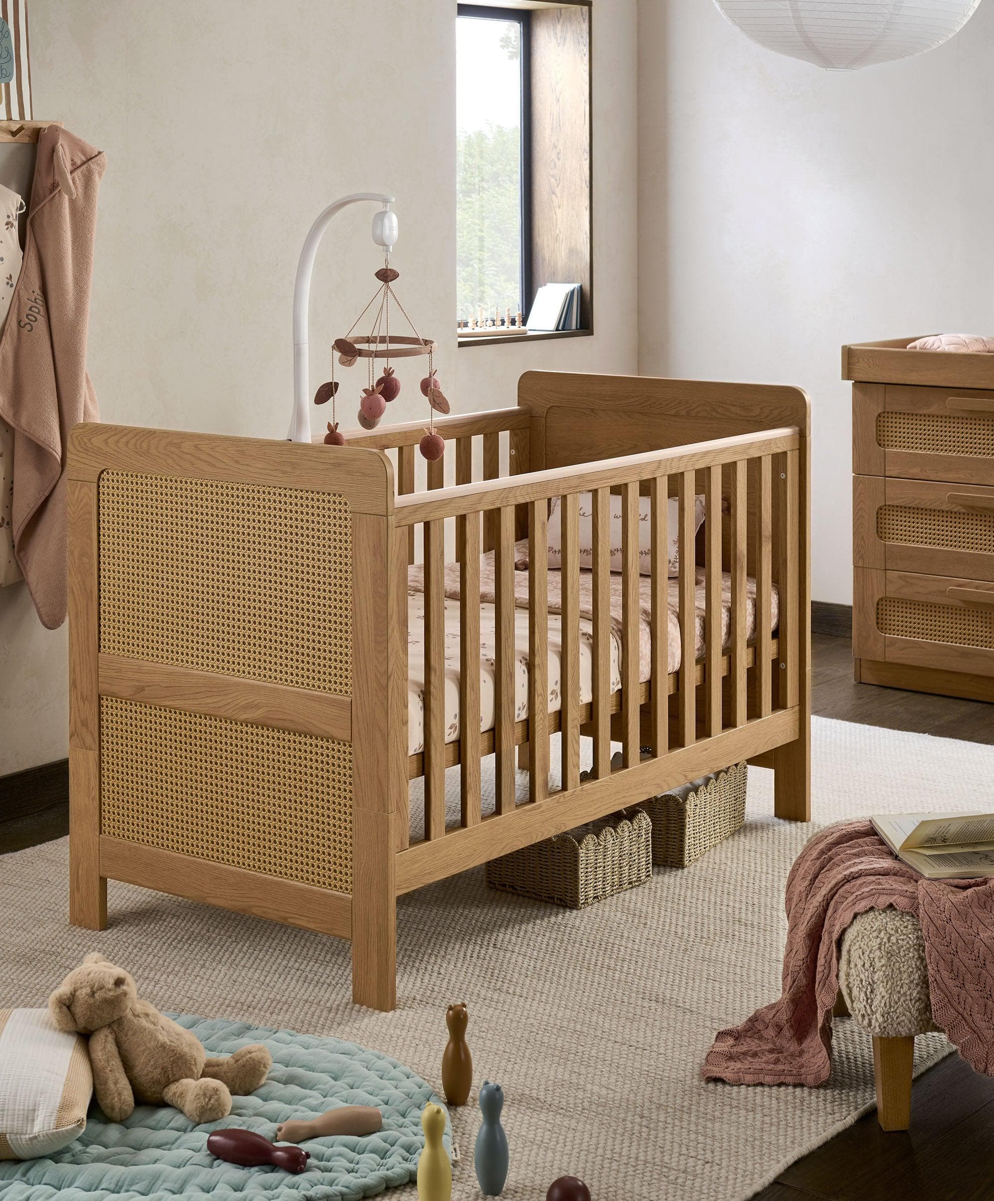 Esna Cotbed & Luxury Hybrid Twin Cotbed Mattress - Rattan - Image 2