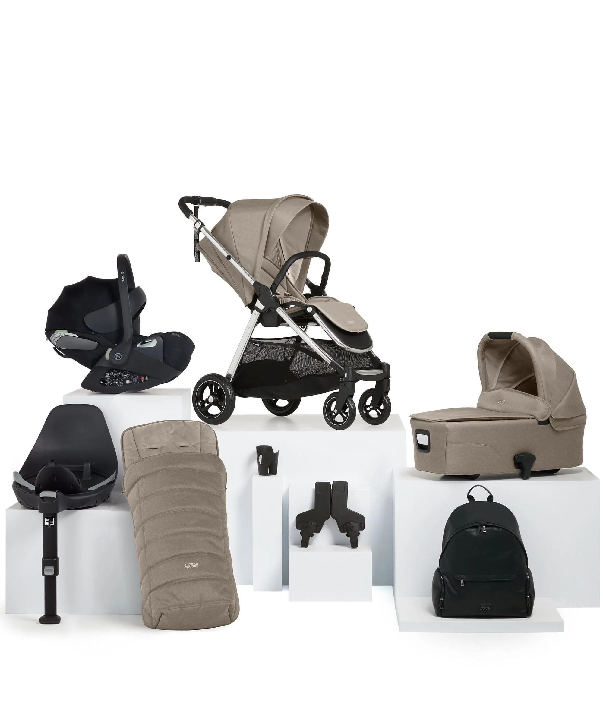 Flip XT³ Pushchair Bundle with Cybex Cloud T i-Size Baby Car Seat (8 Pieces) - Fawn