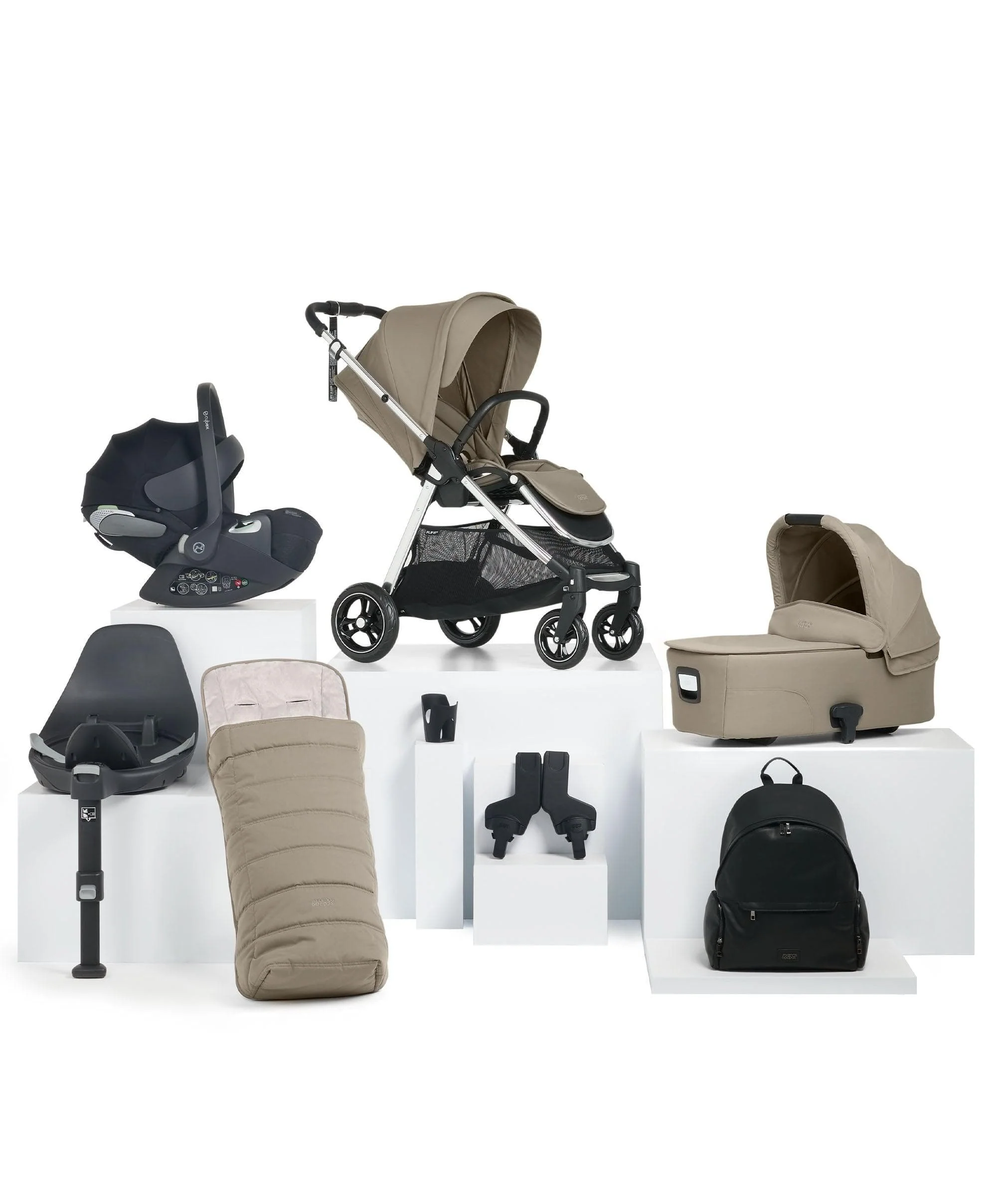 Flip XT³ Pushchair Complete Bundle with Cybex Cloud T Car Seat & Base (8 Pieces) – Sage Grey