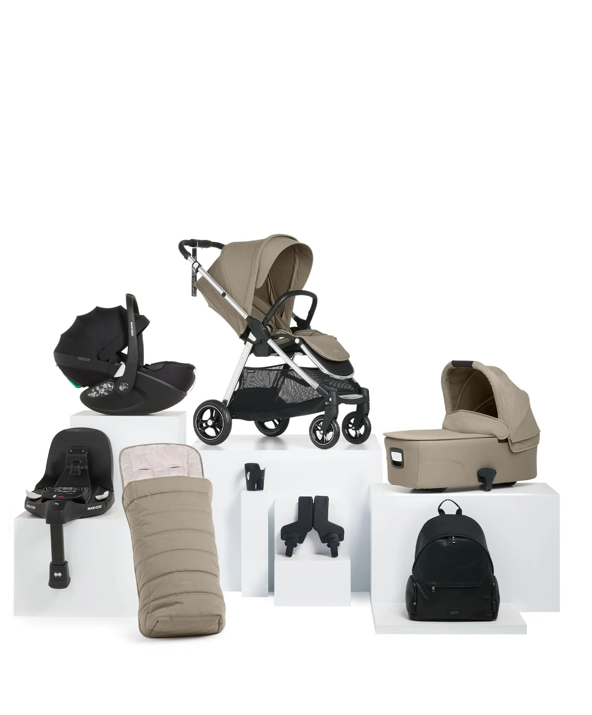 Flip XT³ Pushchair Bundle with Maxi-Cosi Pebble 360 Pro² Car Seat (8 Pieces) – Sage Grey