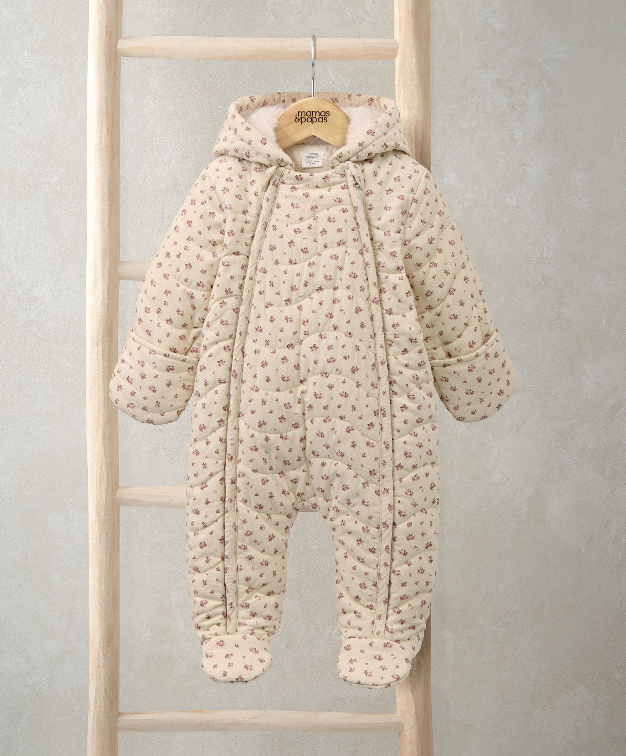 Ditsy Rose Quilted Pramsuit - Floral