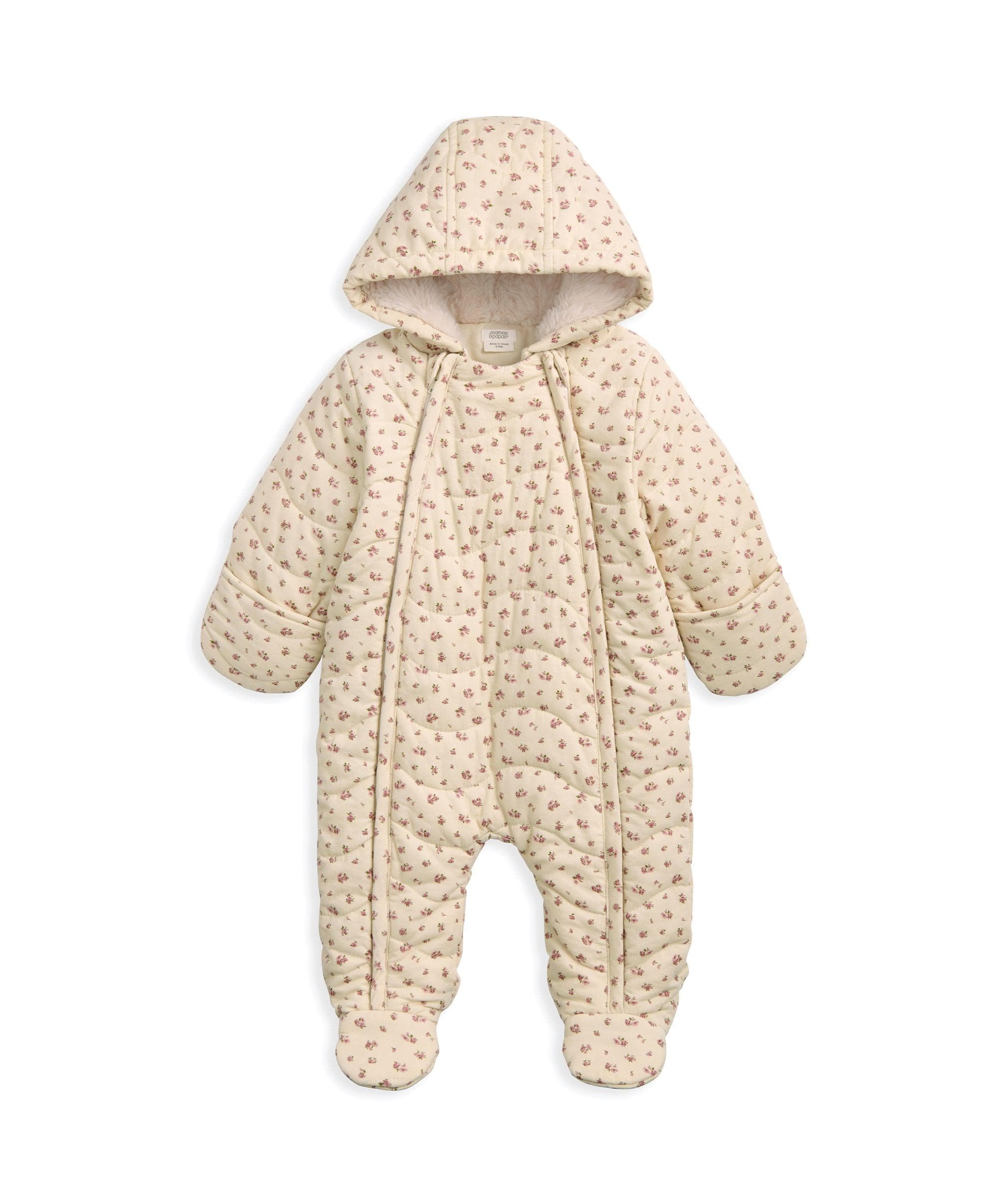 Ditsy Rose Quilted Pramsuit - Floral - Image 2