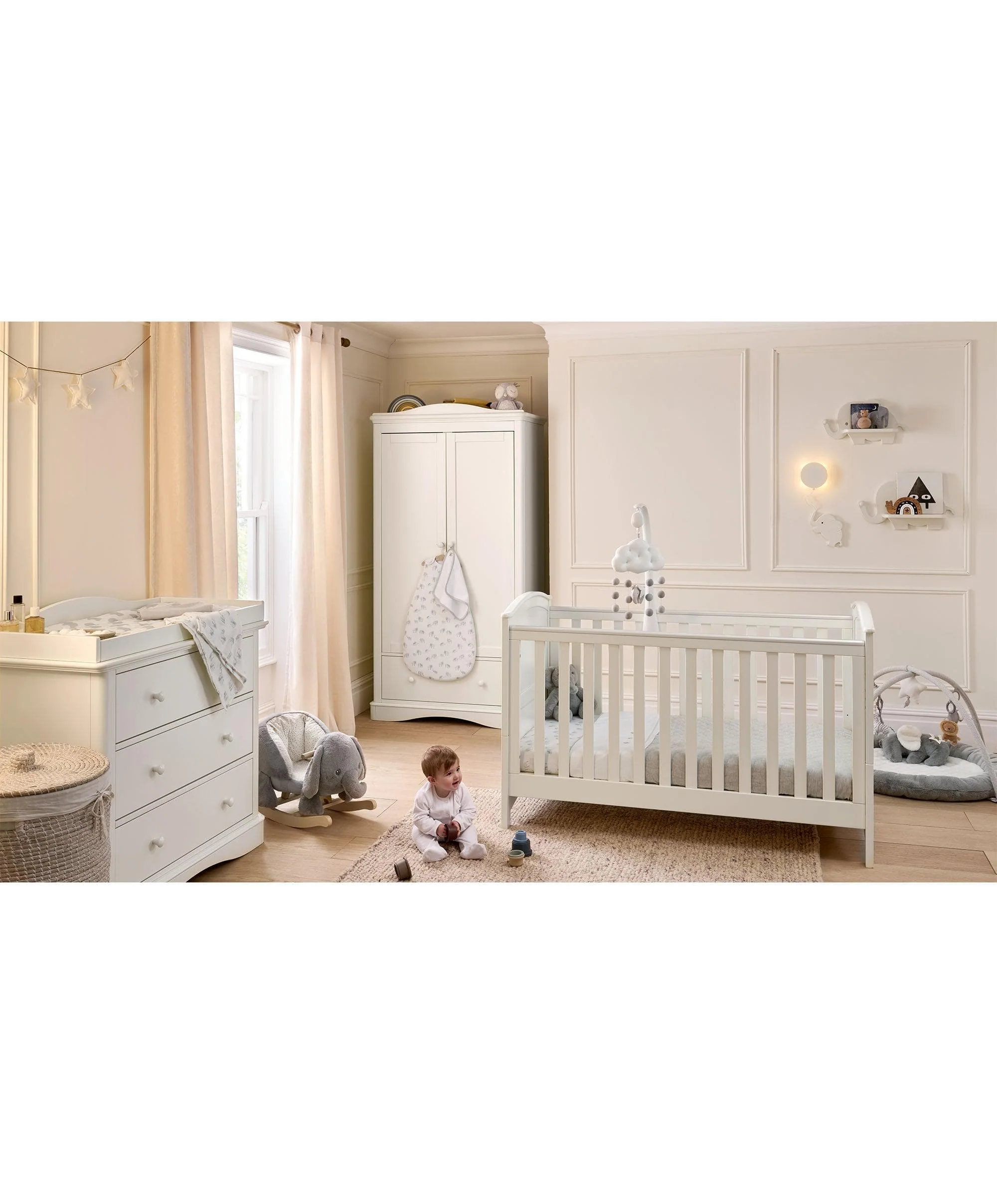 Flyn 3 Piece Cotbed Range with Dresser Changer & Wardrobe - White - Image 15