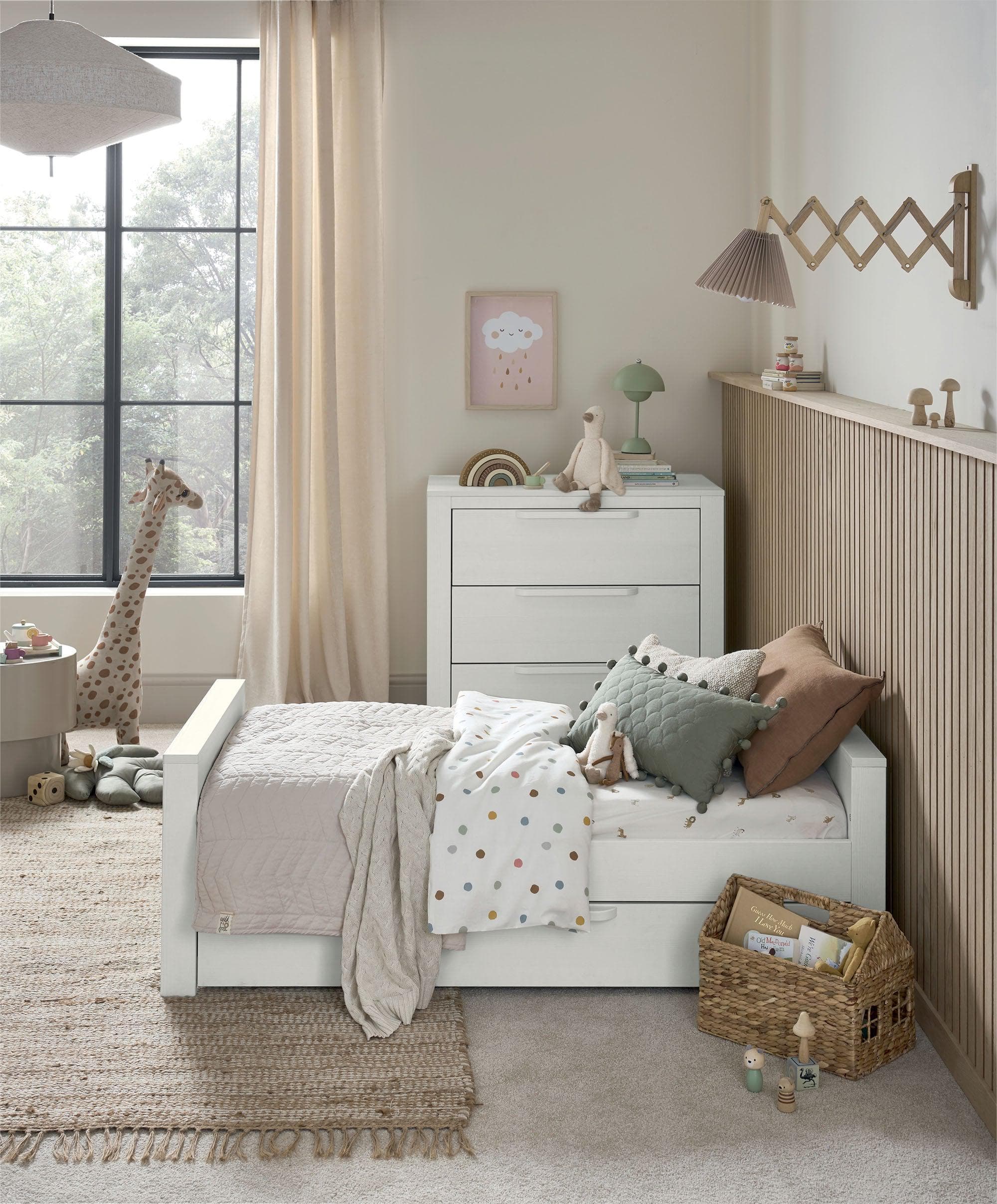 Franklin 3 Piece Cotbed Range with Dresser Changer & Double Wardrobe - White Wash - Image 3