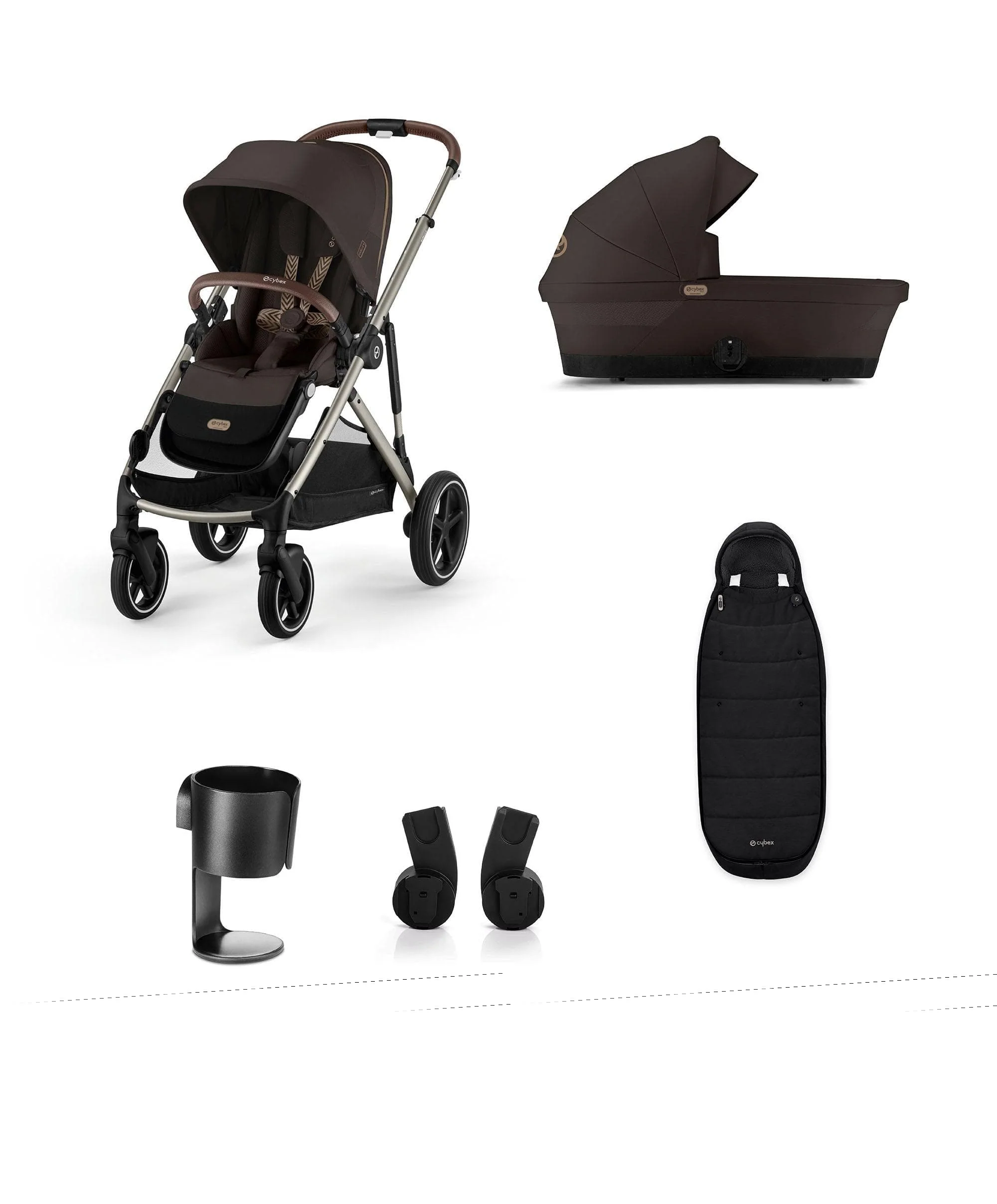 Cybex Gazelle S Pushchair & Carrycot Bundle (5 Pieces) - Chocolate Brown