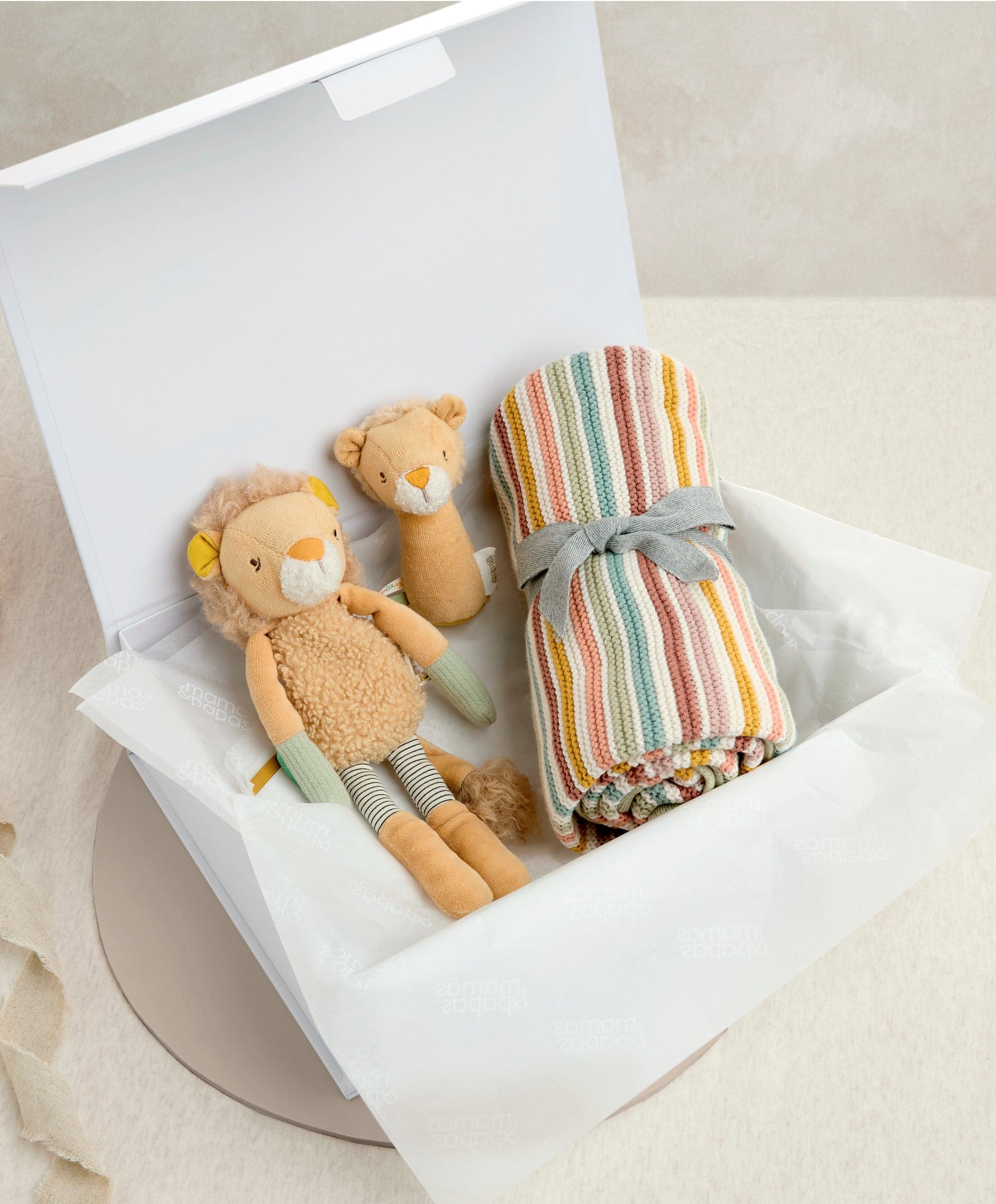 Knitted Blanket & Lion Gift Box