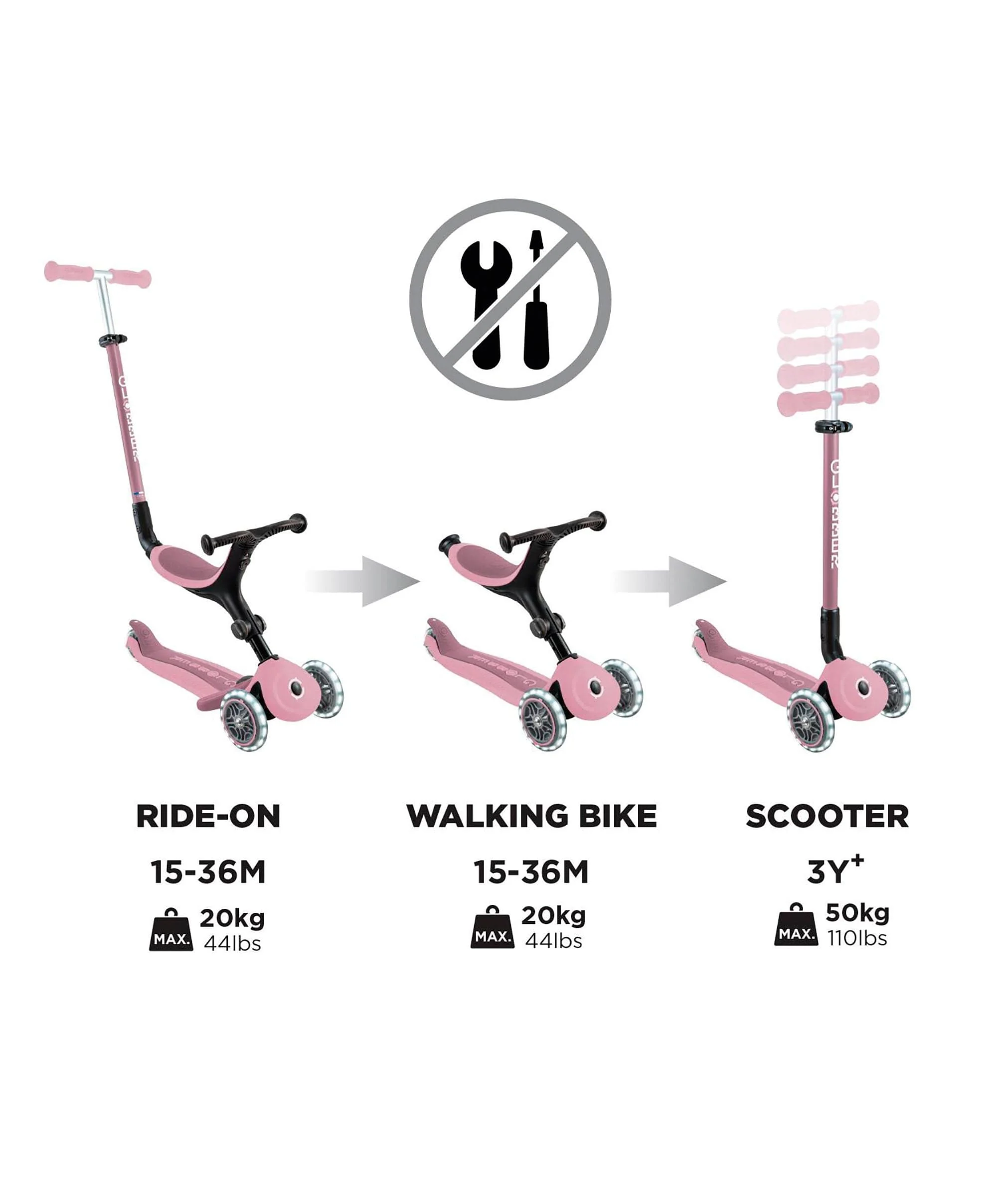 Globber Go Up Active Lights Eco - Berry - Image 9