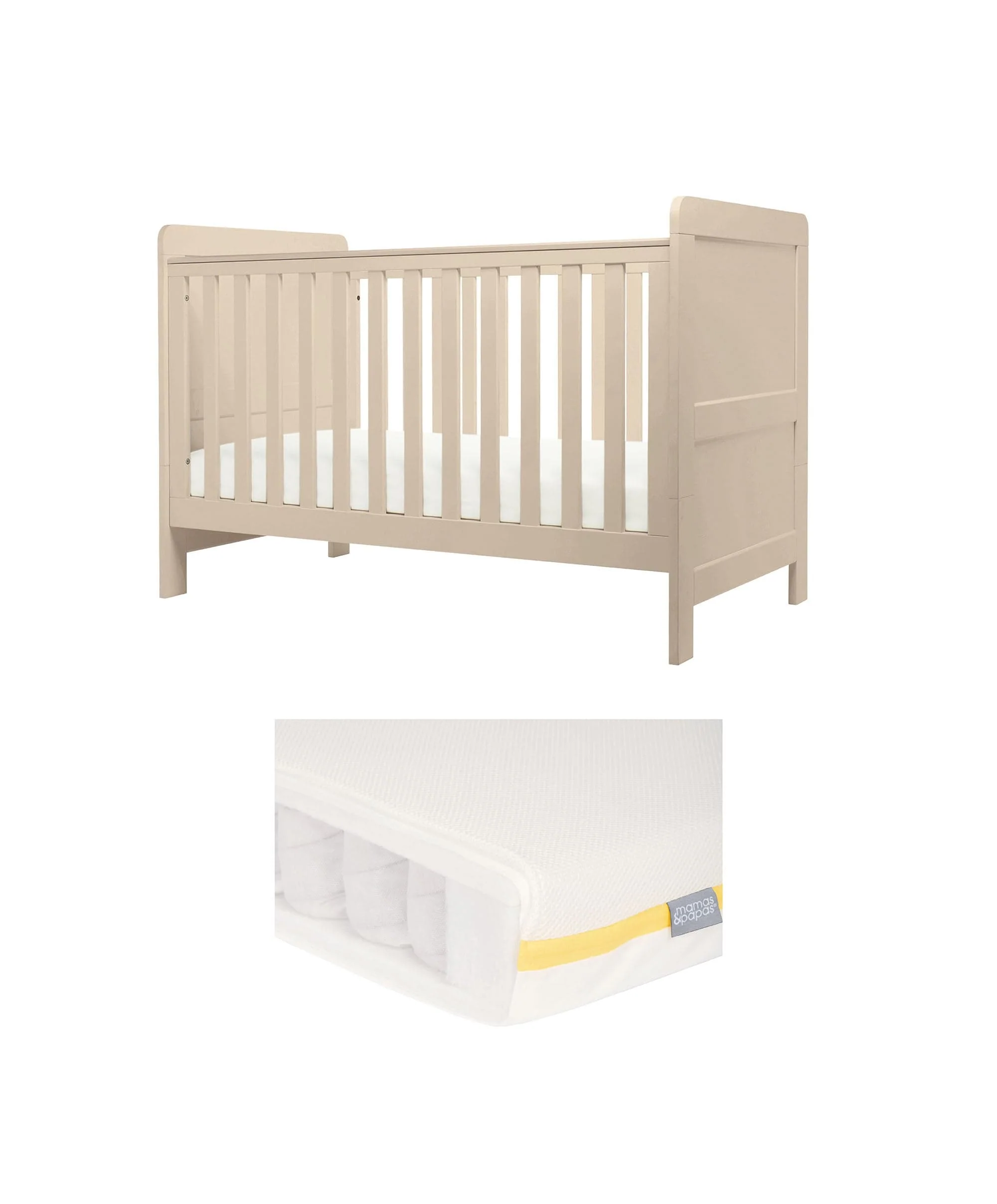 Hampden Cotbed & Essential Airflow Pocket Spring Cotbed Mattress Bundle - Cashmere