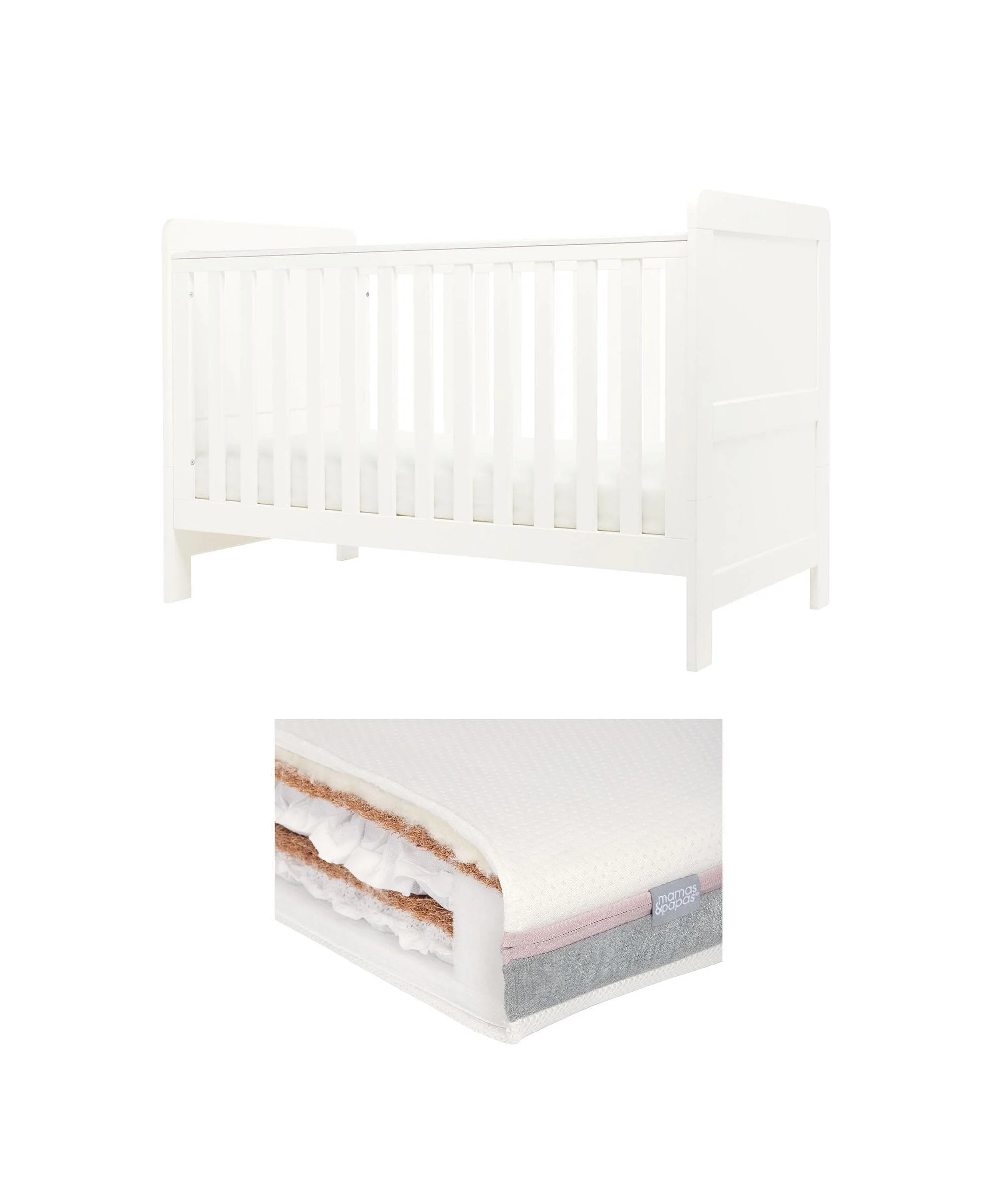 Hampden Cotbed & Luxury Hybrid Twin Cotbed Mattress Bundle - White
