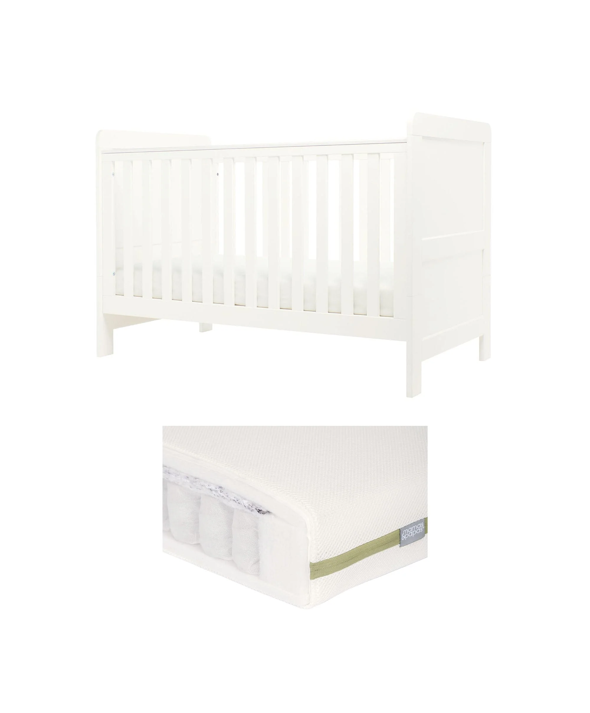 Hampden Cotbed & Premium Pocket Spring Cotbed Mattress Bundle - White