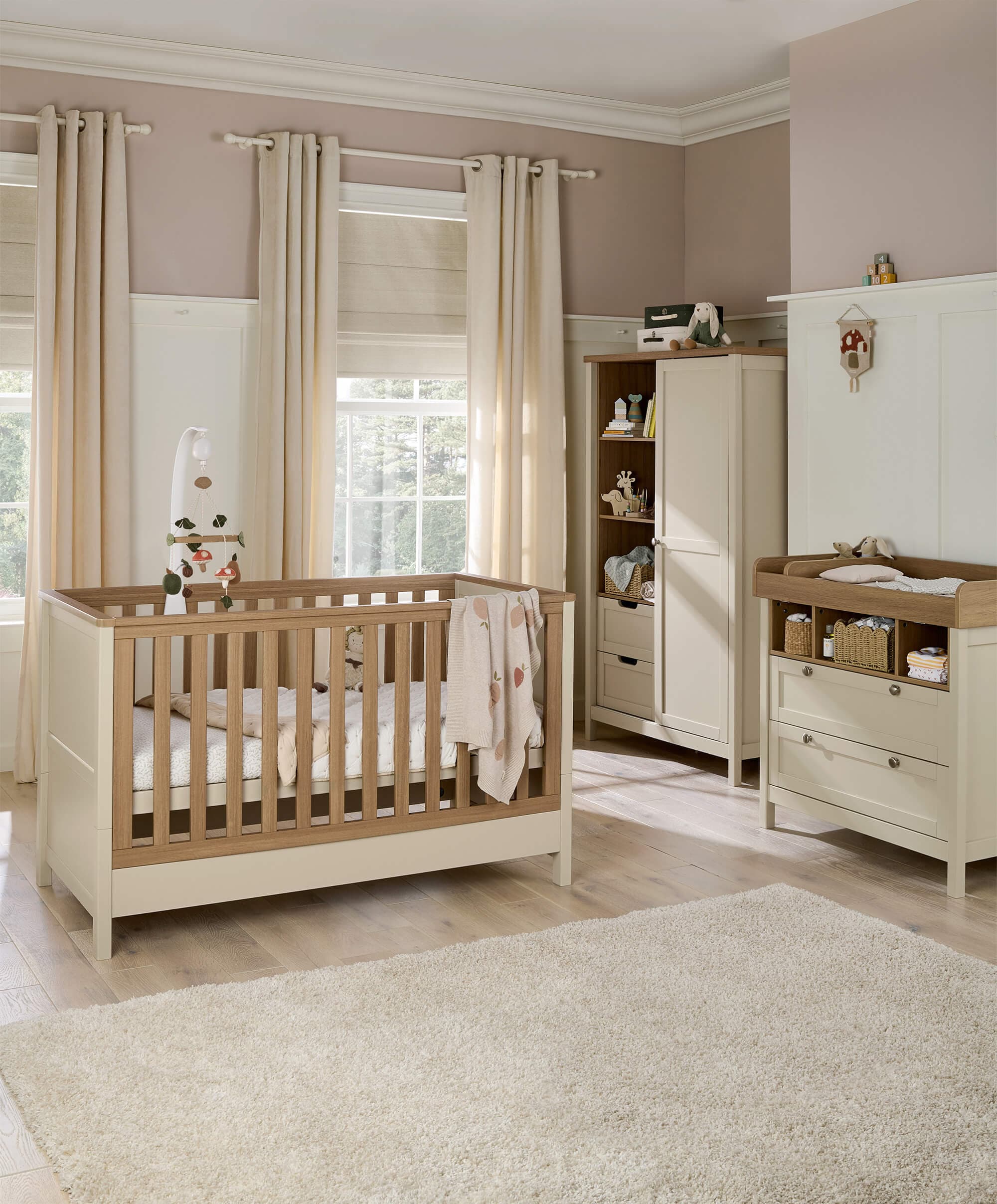 Harwell 3 Piece Cotbed Range with Dresser Changer & Wardrobe - Cashmere - Image 4