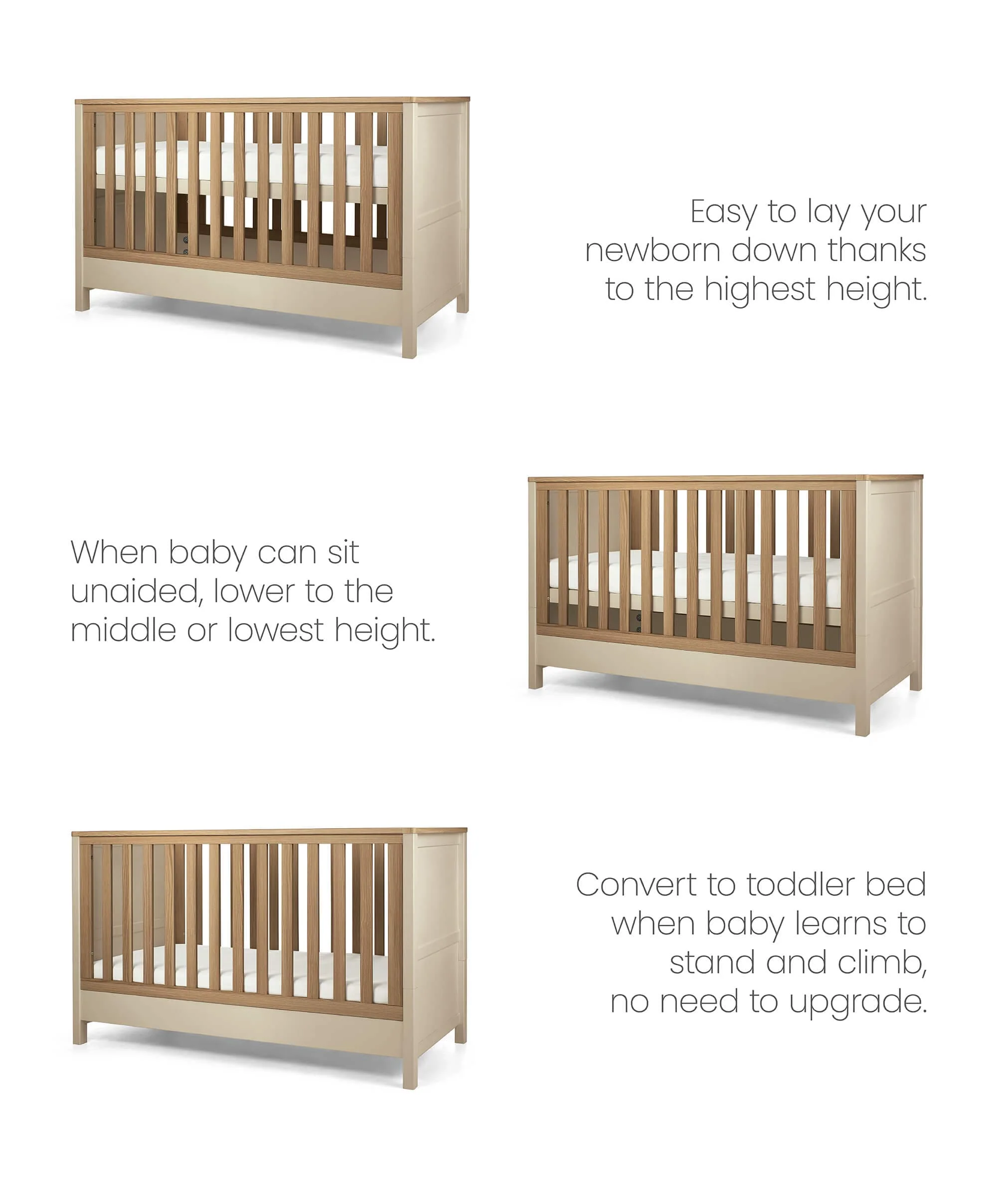 Harwell 3 Piece Cotbed Range with Dresser Changer & Wardrobe - Cashmere - Image 8