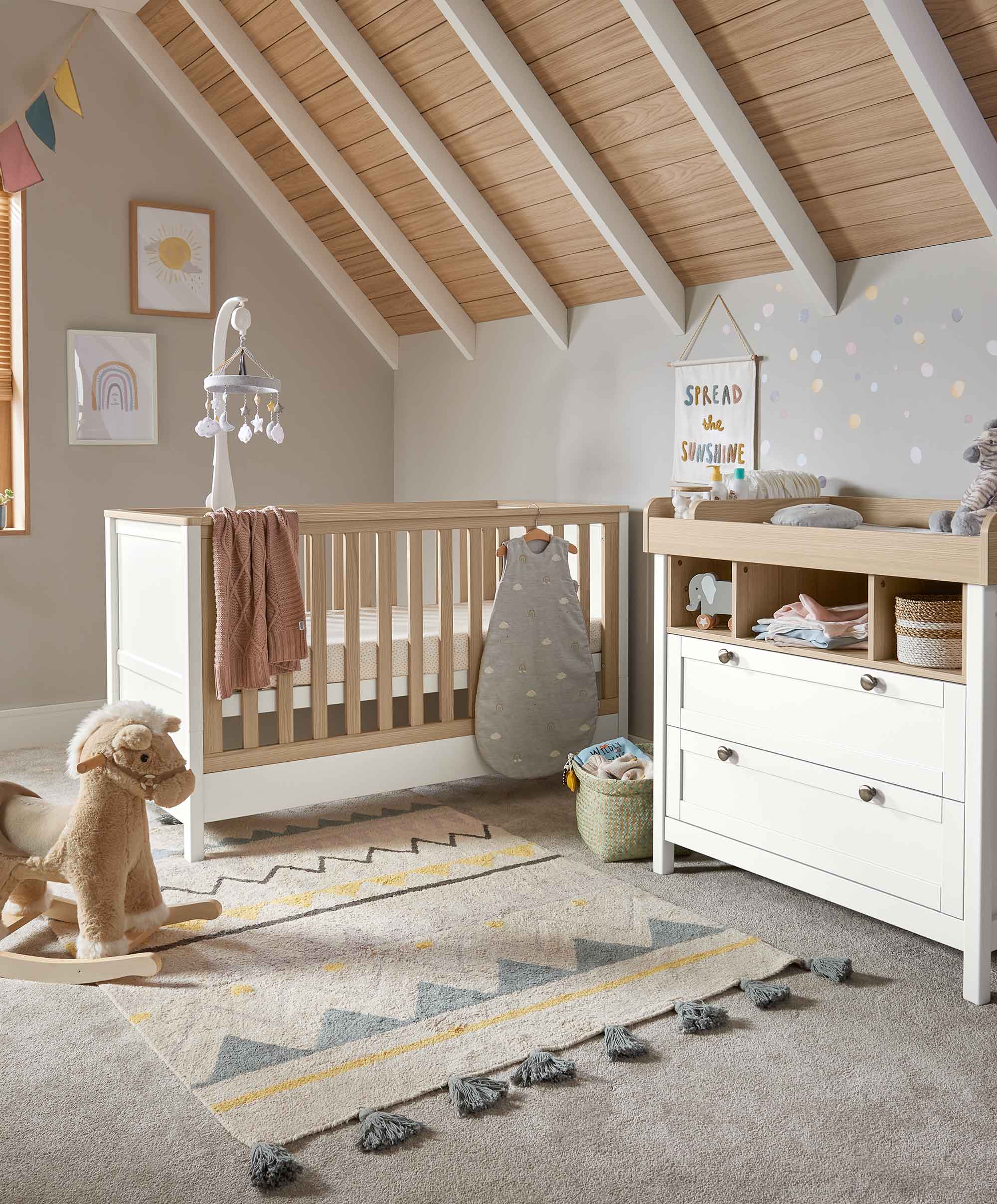 Harwell 2 Piece Cotbed Set with Dresser Changer  - White
