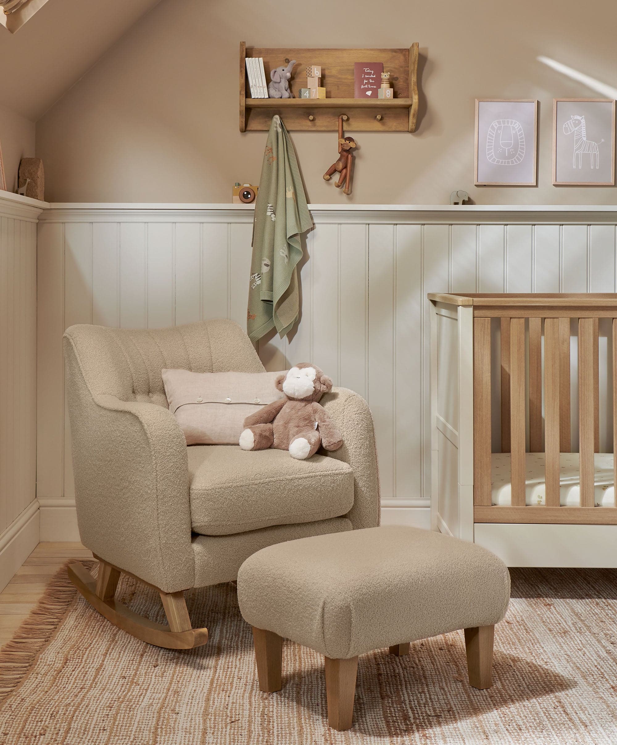 Hilston Nursing Chair & Footsool Set - Oatmeal Boucle