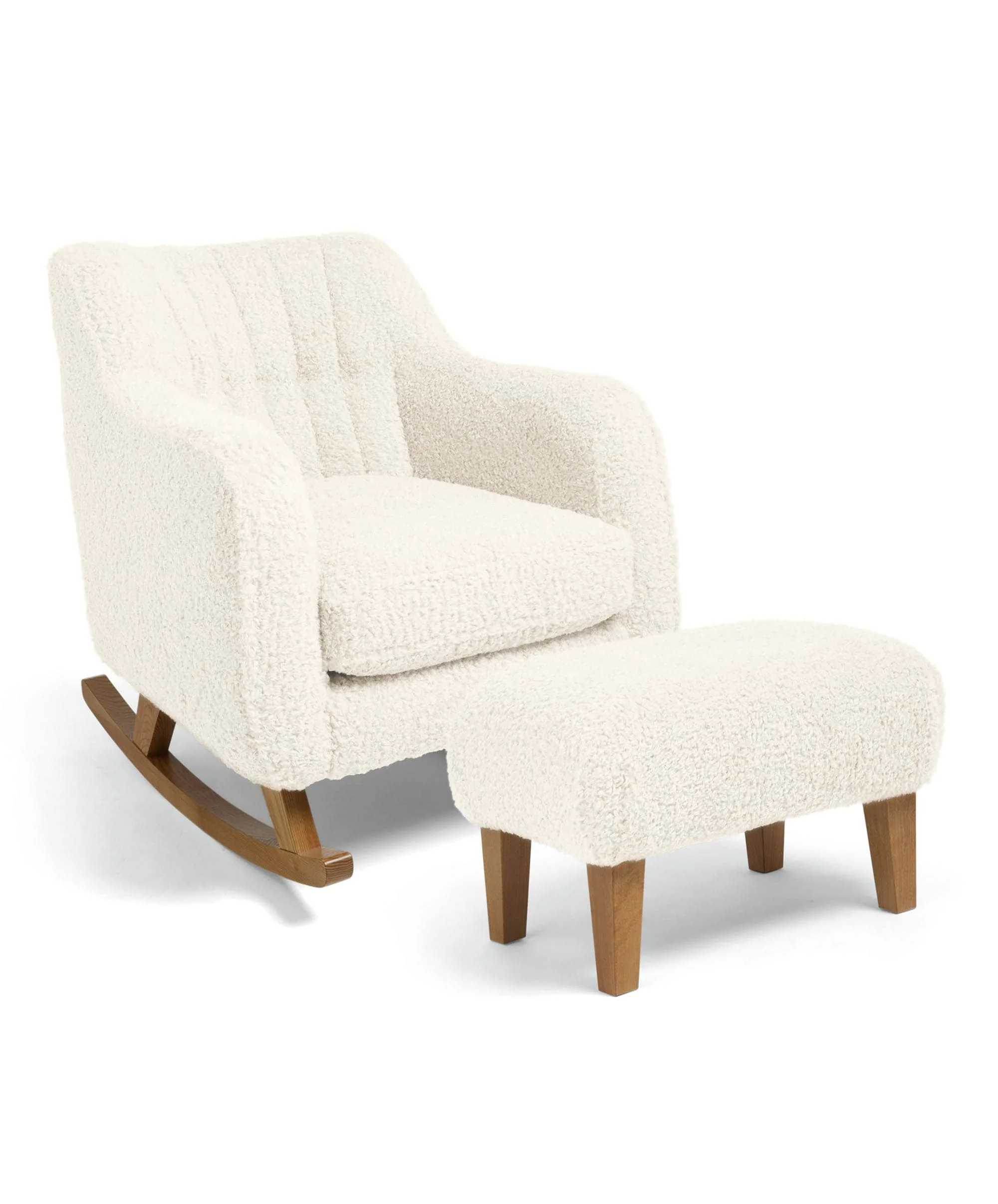 Hilston Nursing Chair & Footstool Set - Snow Teddy - Image 2