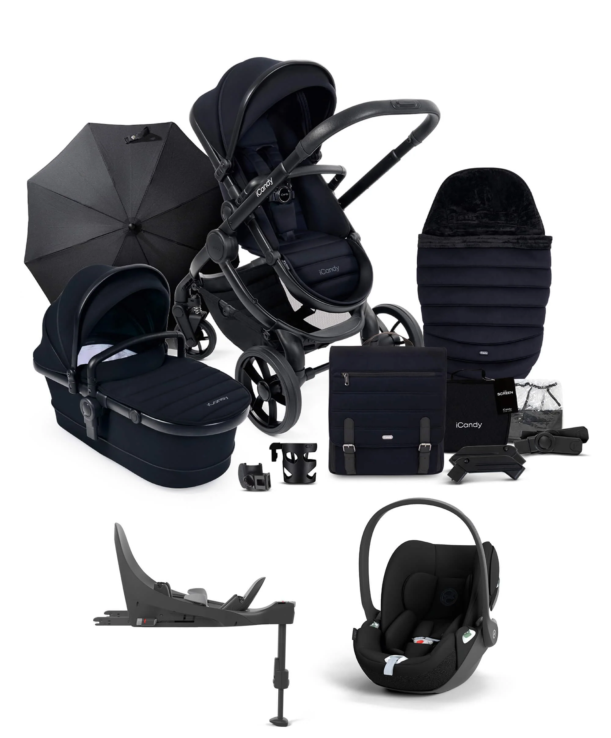 iCandy Peach 7 Complete Pushchair Bundle with Cloud T Car Seat & Base - Black