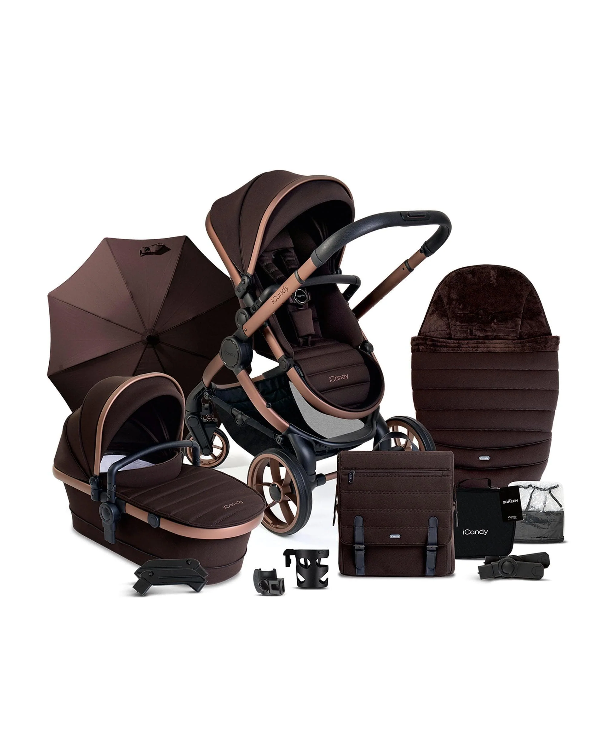 iCandy Peach 7 Complete Pushchair Bundle with Cybex Cloud T Car Seat - Pecan - Image 3