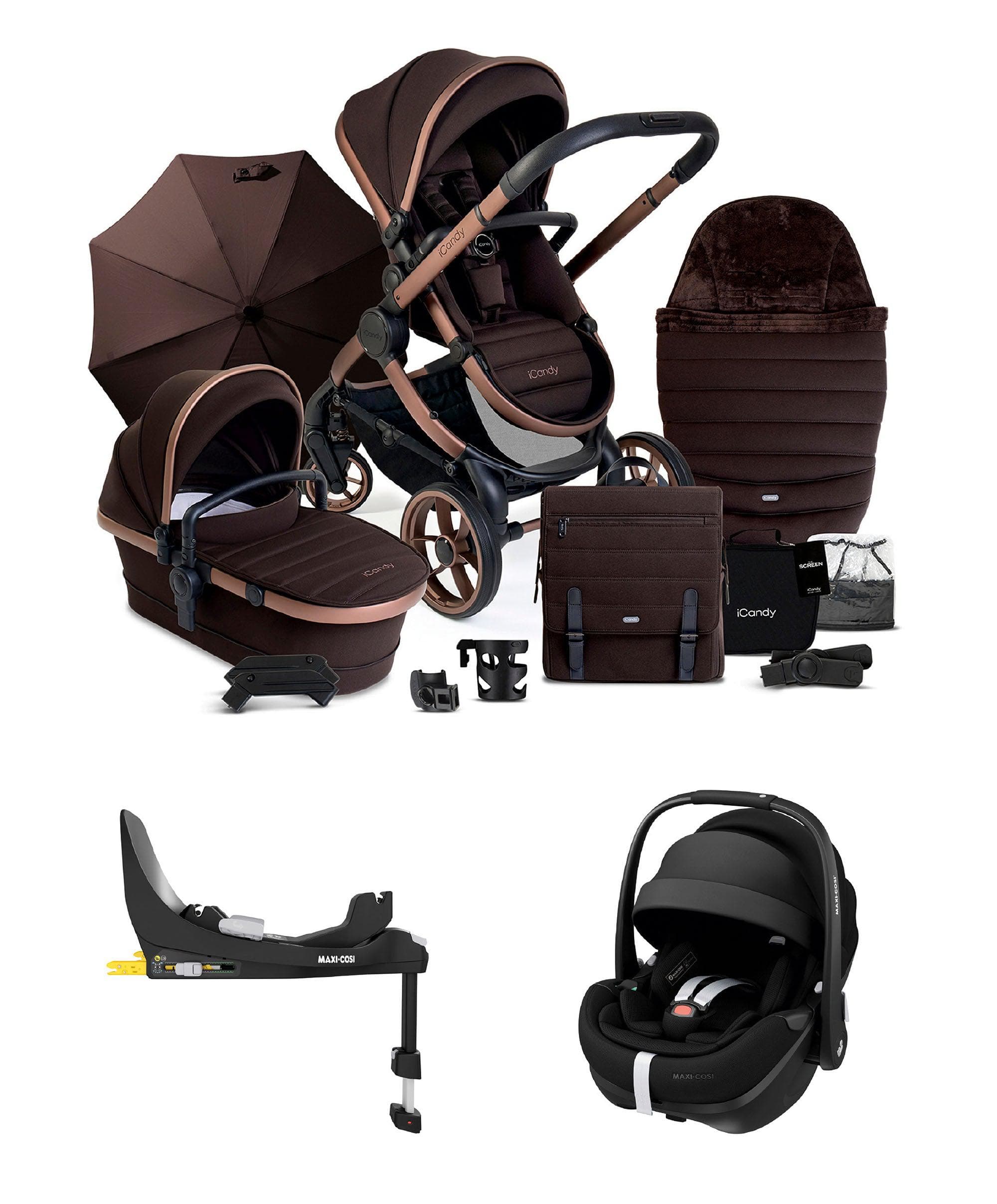 iCandy Peach 7 Complete Pushchair Bundle with Maxi-Cosi Pebble 360 Pro² Car Seat - Pecan