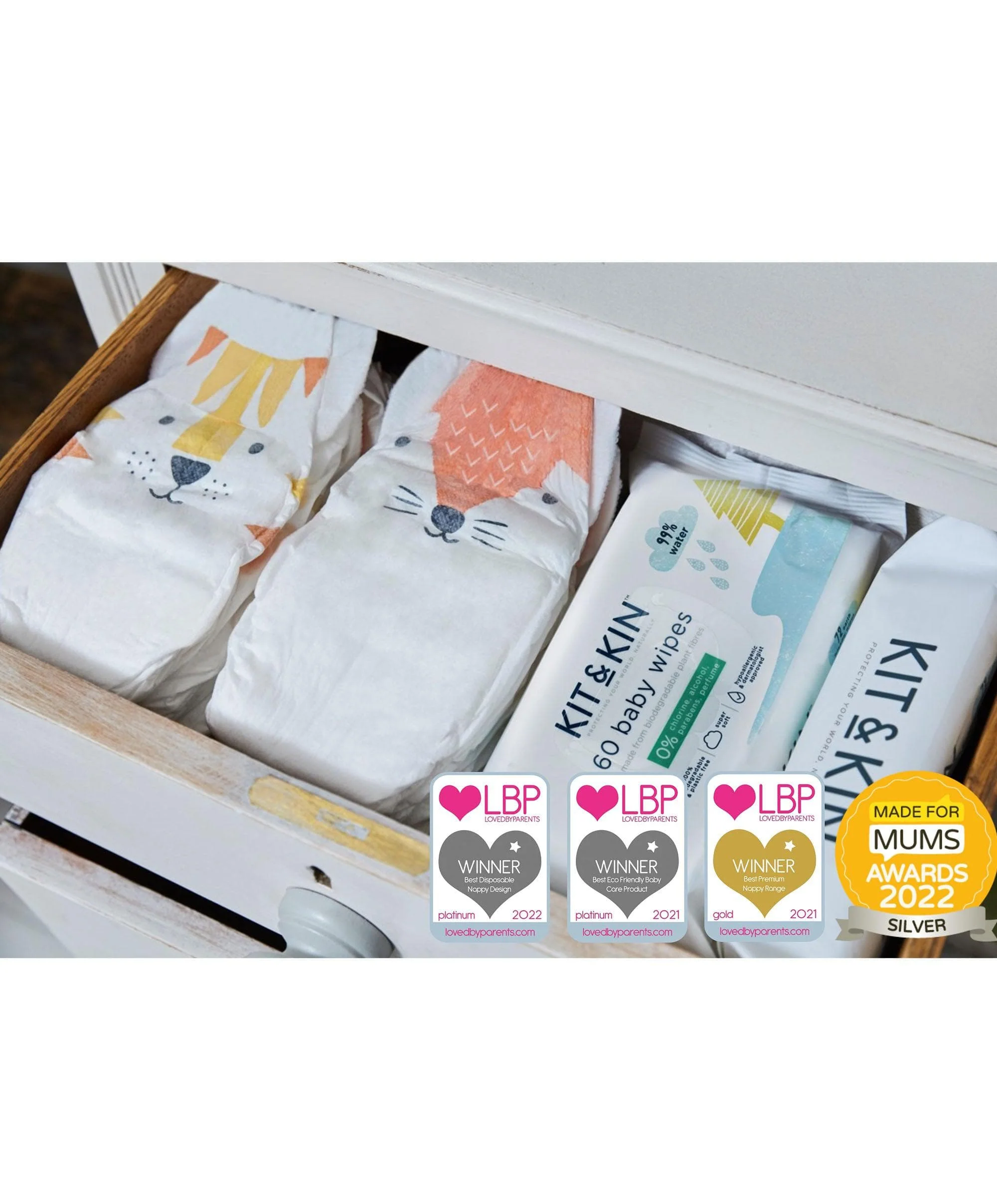 Kit & Kin Hypoallergenic Eco Nappies - Size 2 - Image 5