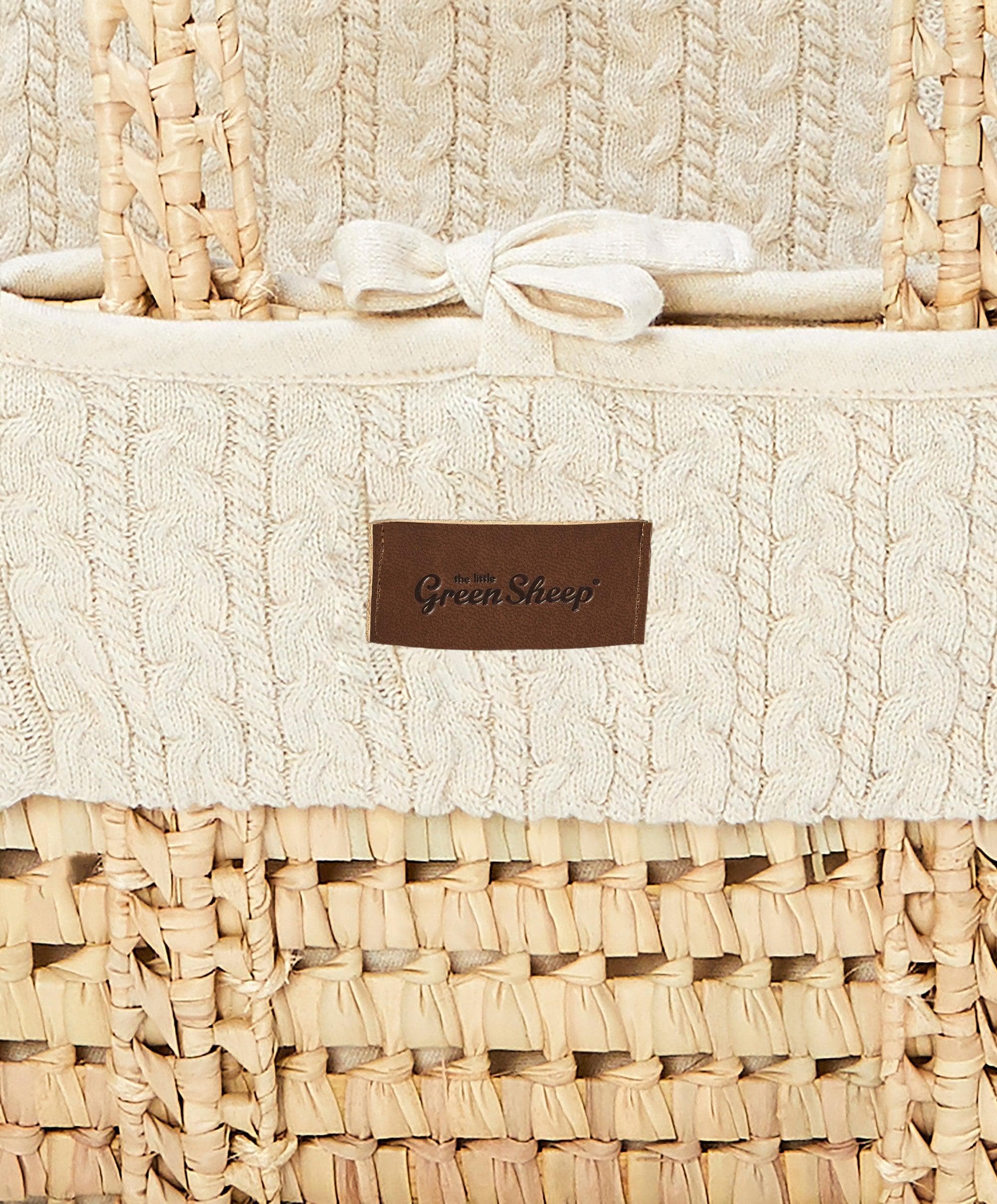 Little Green Sheep Knitted Moses Basket - Linen - Image 6