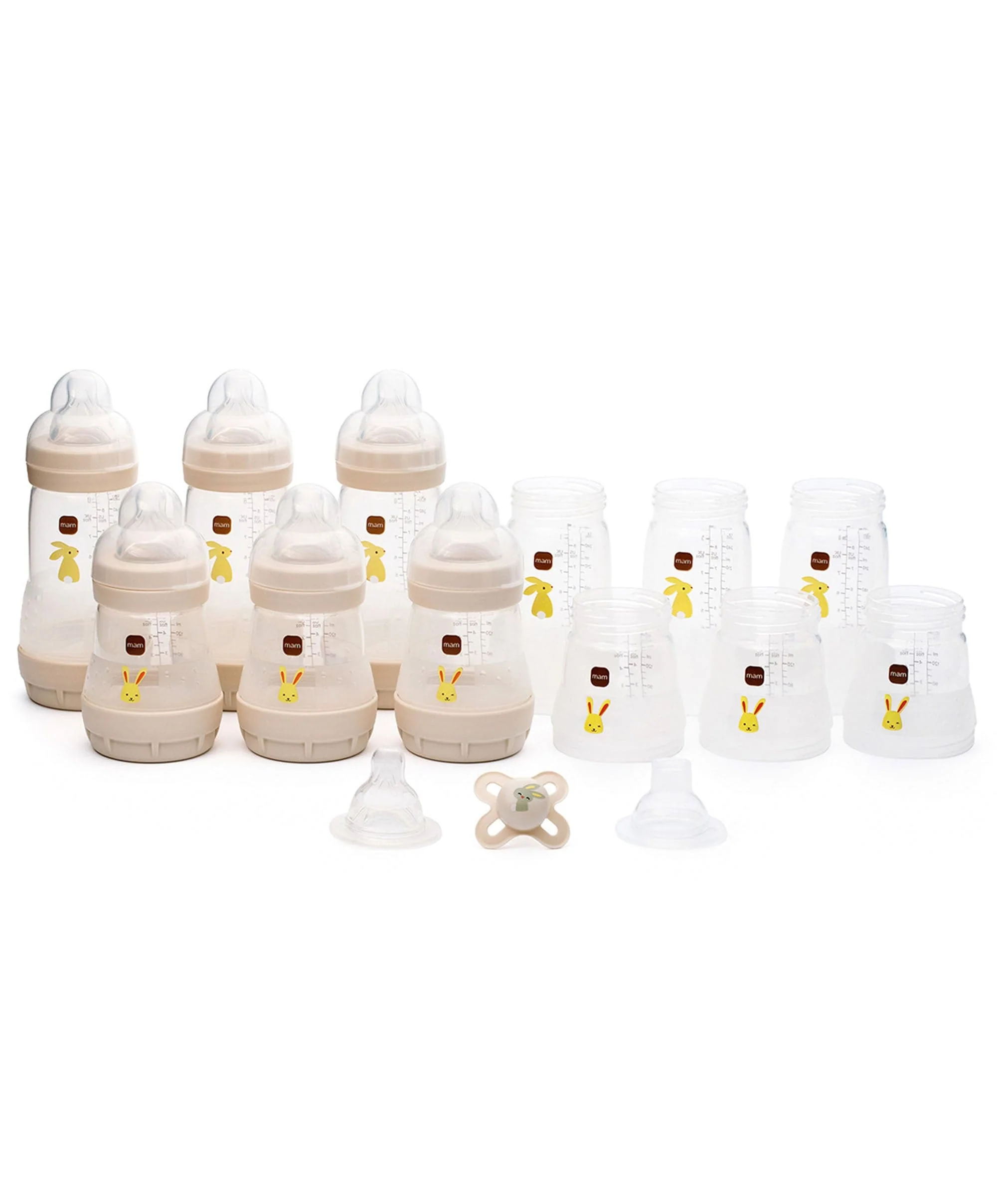 MAM Baby Easy Start Anti-Colic Self Sterilising Bottles Newborn 17 Piece Set - Matt Taupe