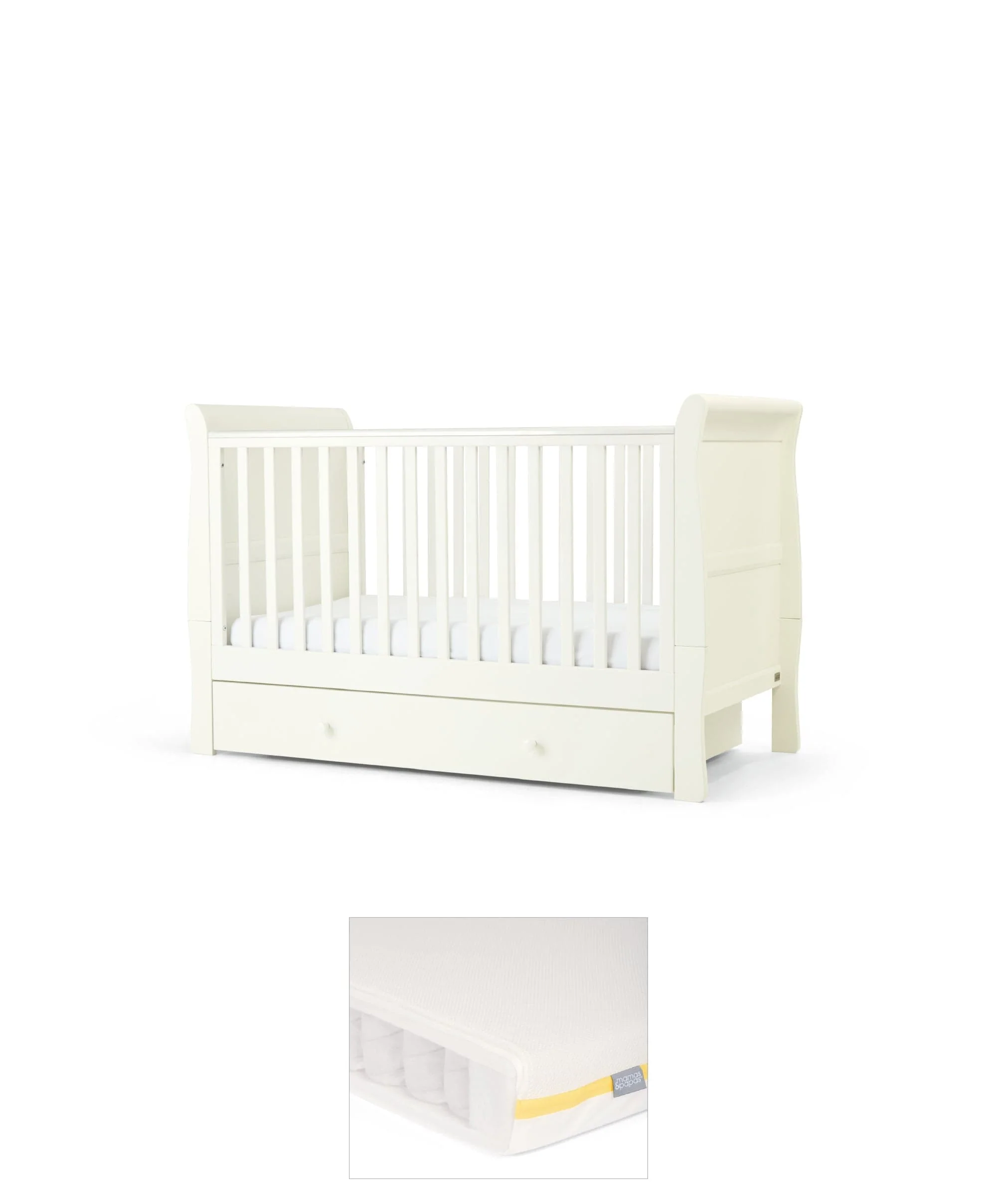 Mia Cotbed & Essential Airflow Pocket Spring Mattress Bundle - White