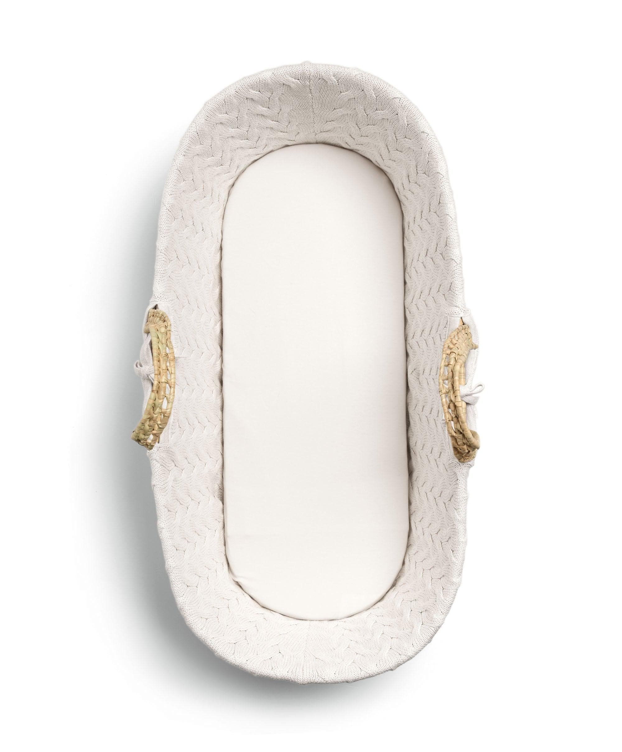 Moses Basket - White Cable Knit - Image 5