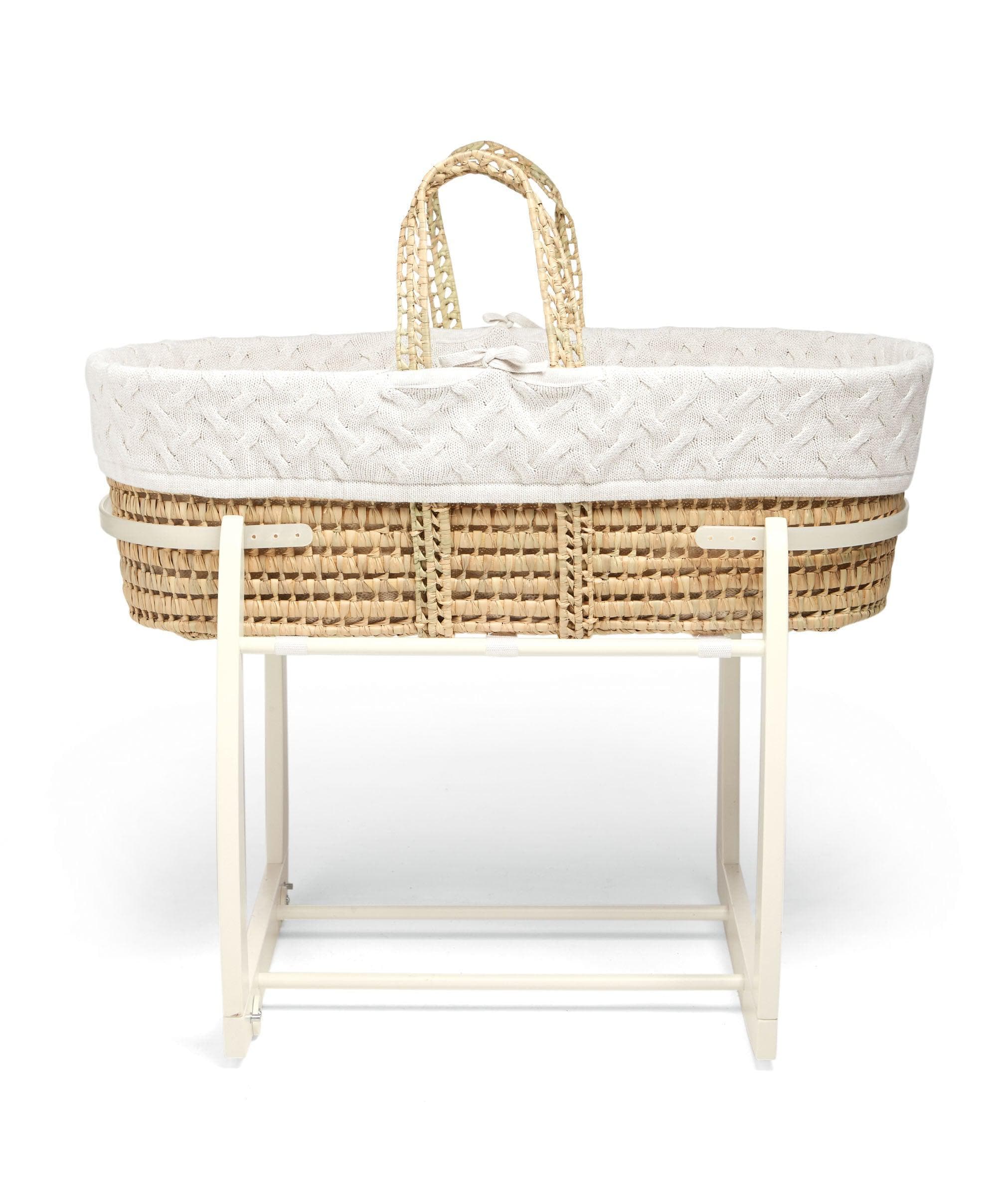 Moses Basket - White Cable Knit - Image 6