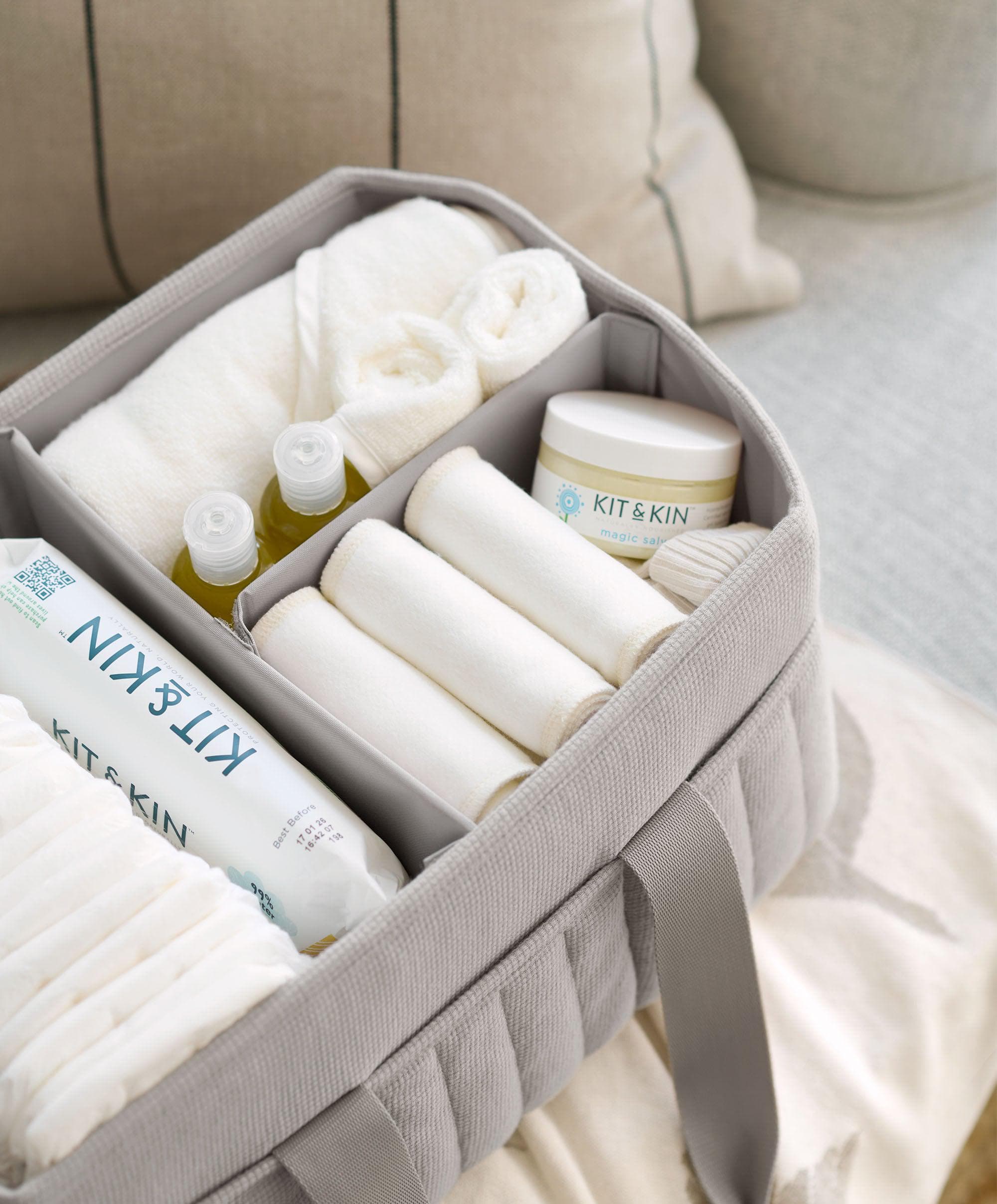 Nappy Caddy - Soft Grey Waffle - Image 4
