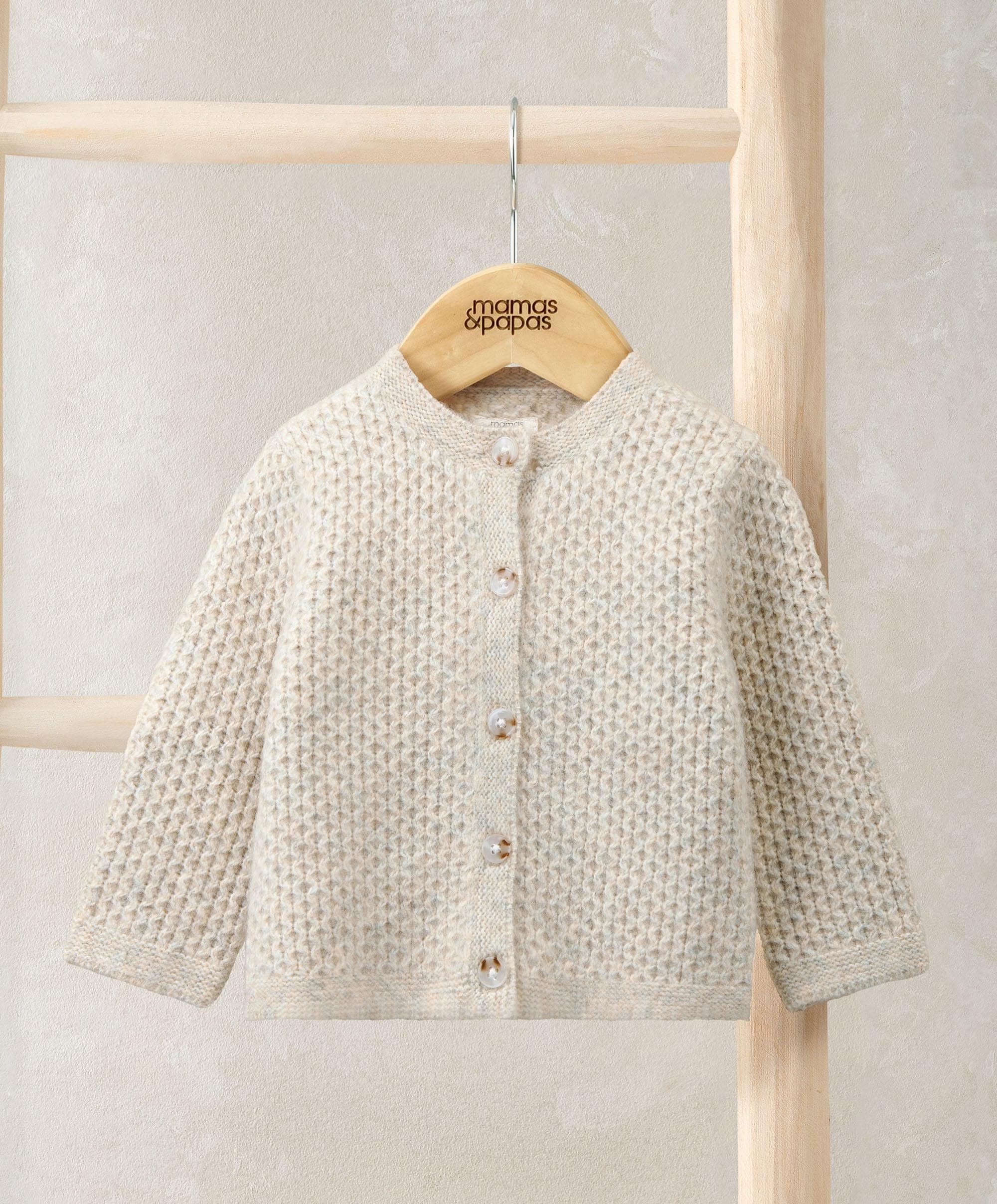 Knitted Cardigan with Button Fastening - Oatmeal