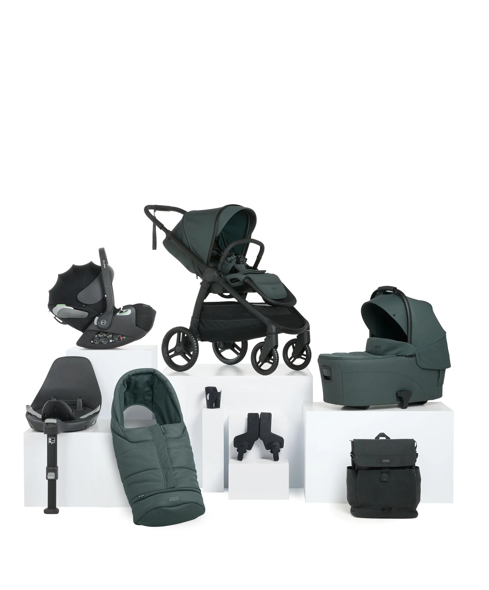 Ocarro 2 Pushchair Bundle With Cybex Cloud T+ i-Size Rotating Baby Car Seat & Base (8 Pieces) - Teal