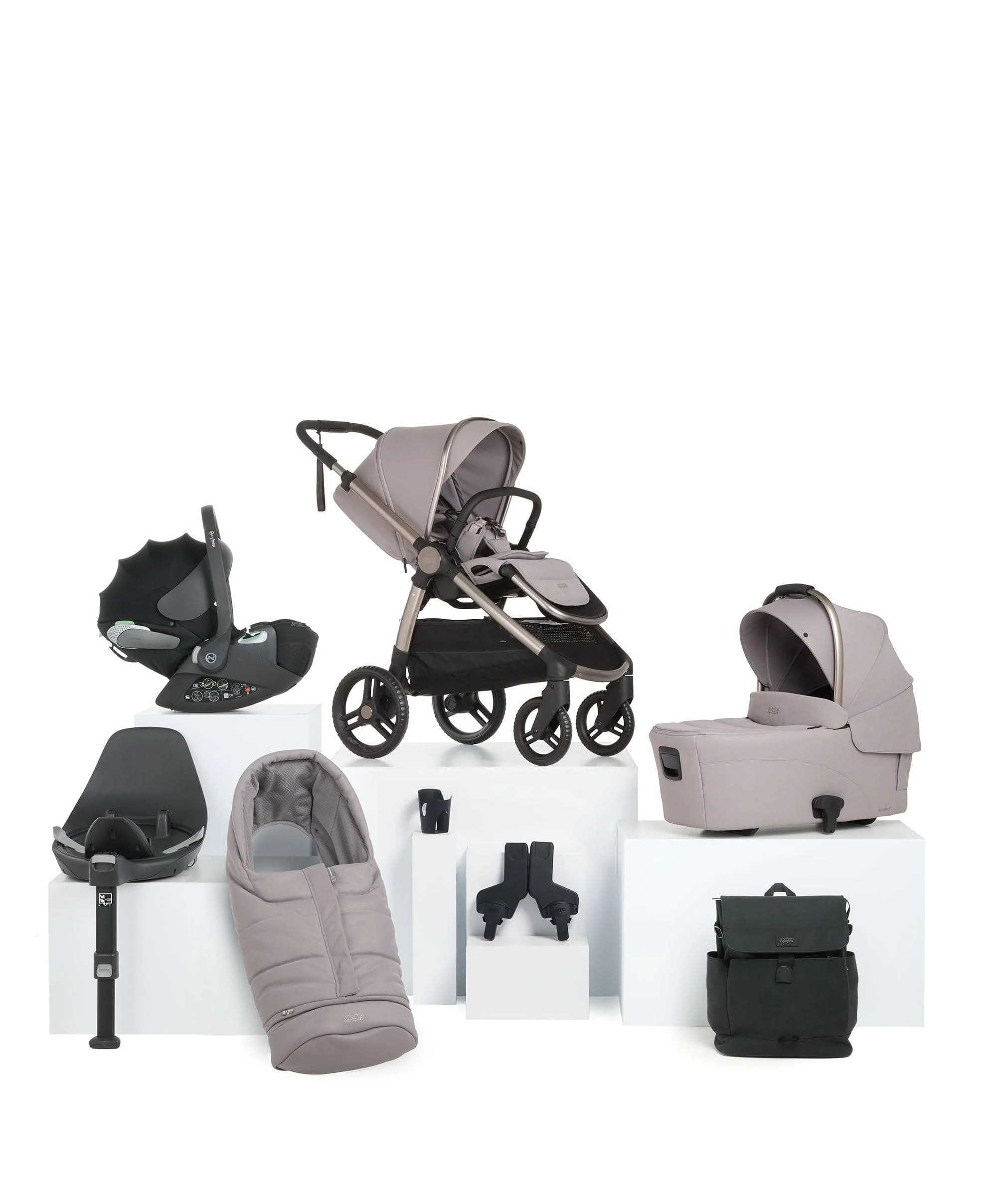 Ocarro 2 Pushchair Bundle with Cybex Cloud T Car Seat & Base (8 Pieces) - Moonstone Grey