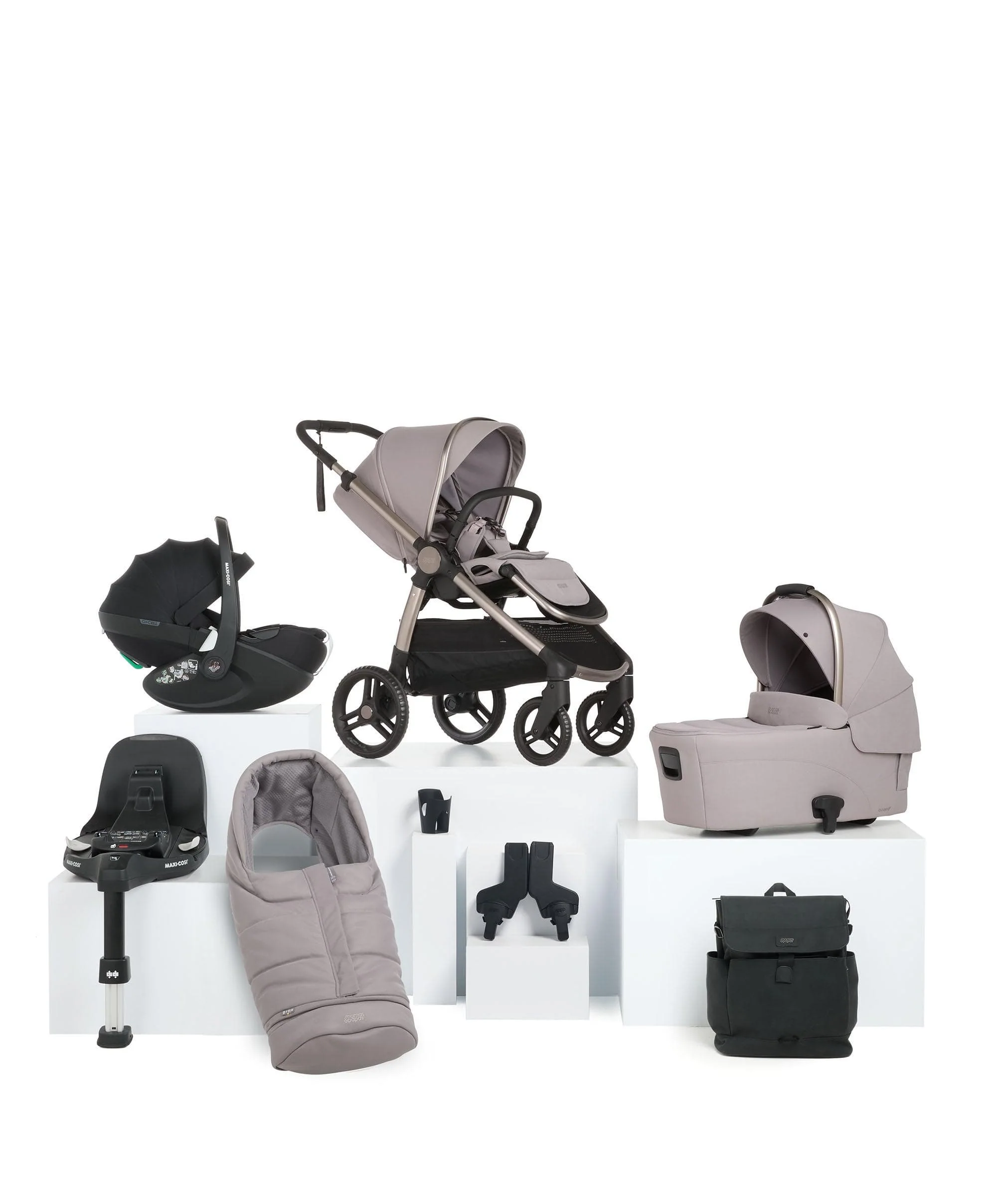 Ocarro 2 Pushchair Bundle With Maxi-Cosi Pebble 360 Pro² Car Seat & Base (8 Pieces) - Moonstone Grey