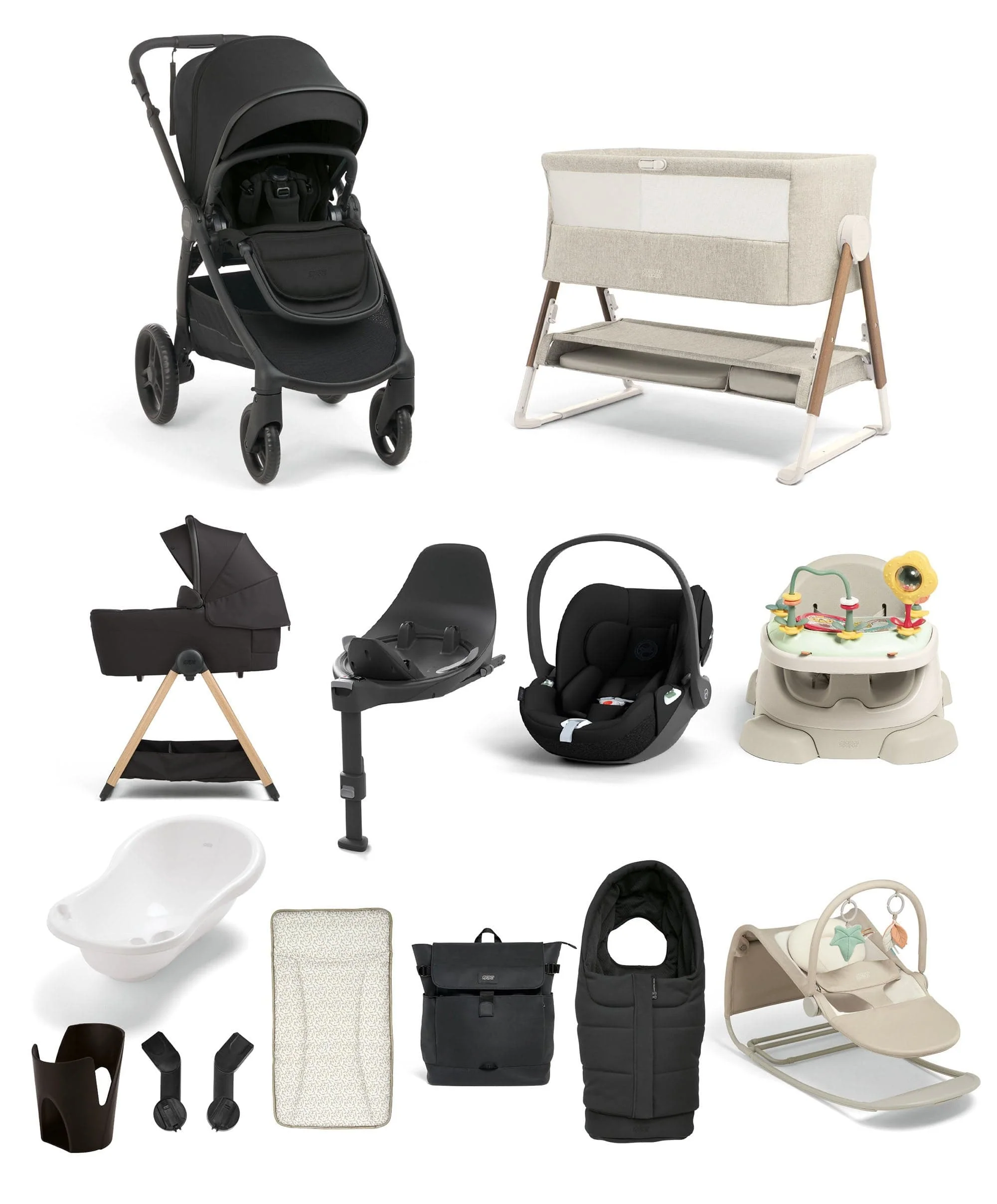 Ocarro 2 Pushchair Ultimate Newborn Bundle with Cybex Cloud T i-Size Rotating Baby Car Seat & Base (14 Pieces) - Eclipse