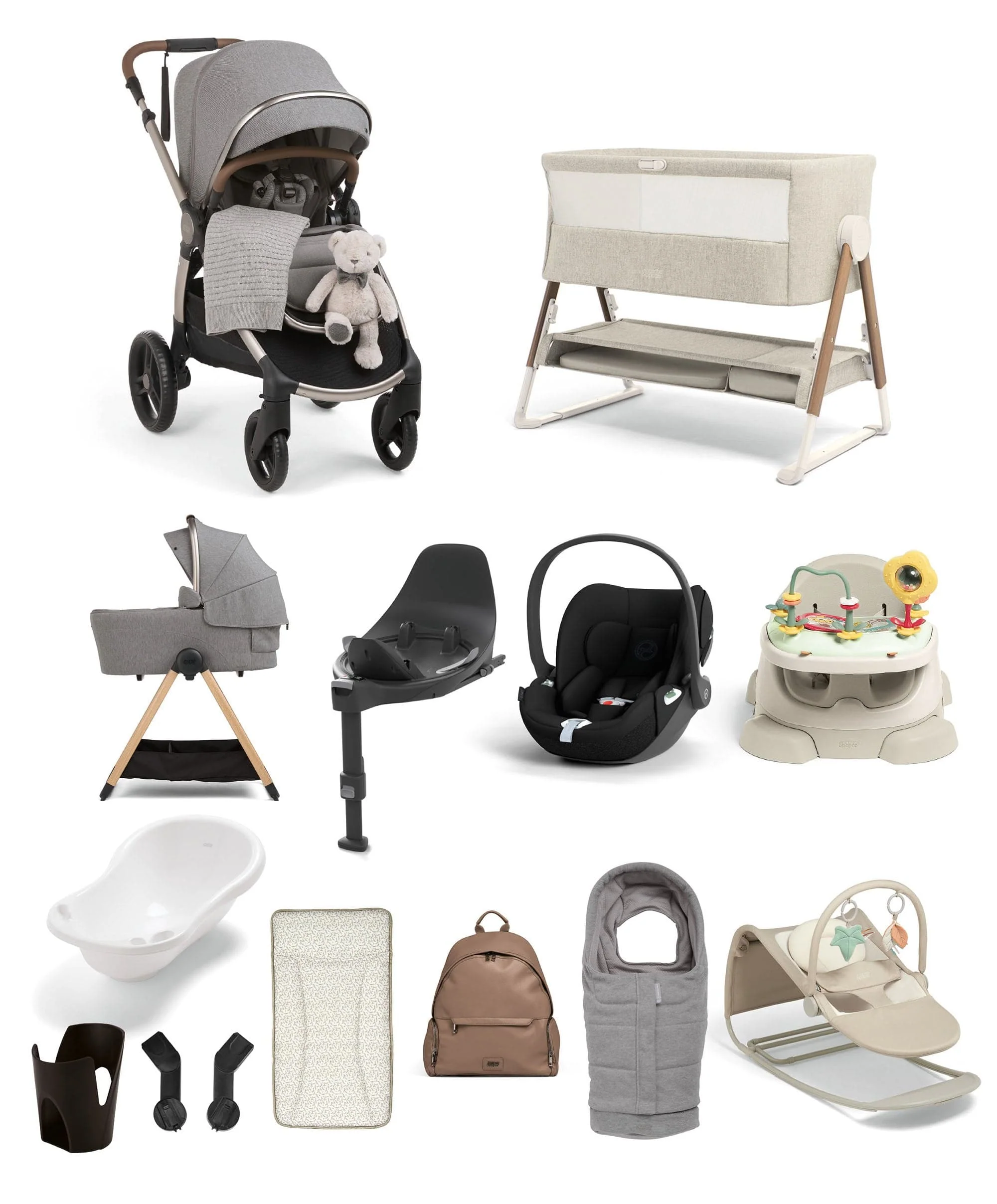 Ocarro 2 Pushchair Ultimate Newborn Bundle with Cybex Cloud T i-Size Rotating Baby Car Seat & Base (16 Pieces) - Heritage