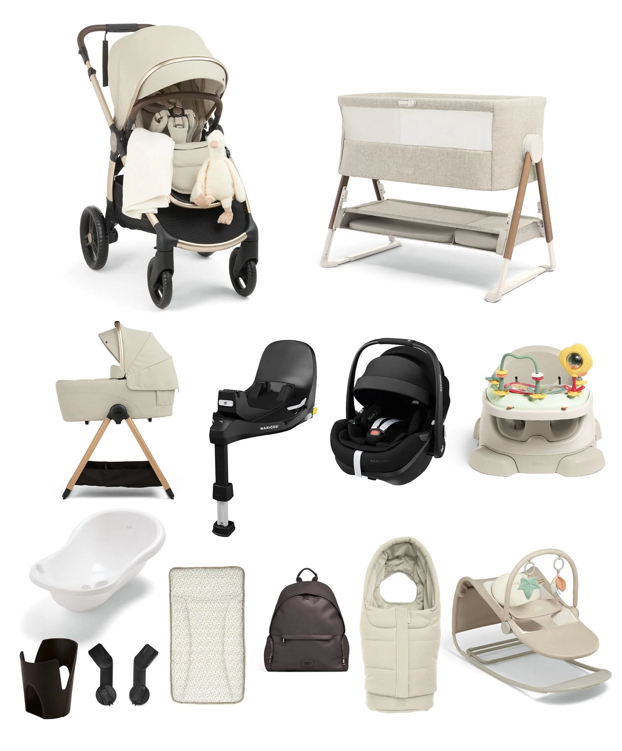 Ocarro 2 Pushchair Ultimate Newborn Bundle With Maxi-Cosi Pebble 360 Pro² Car Seat (16 Pieces) – Shell
