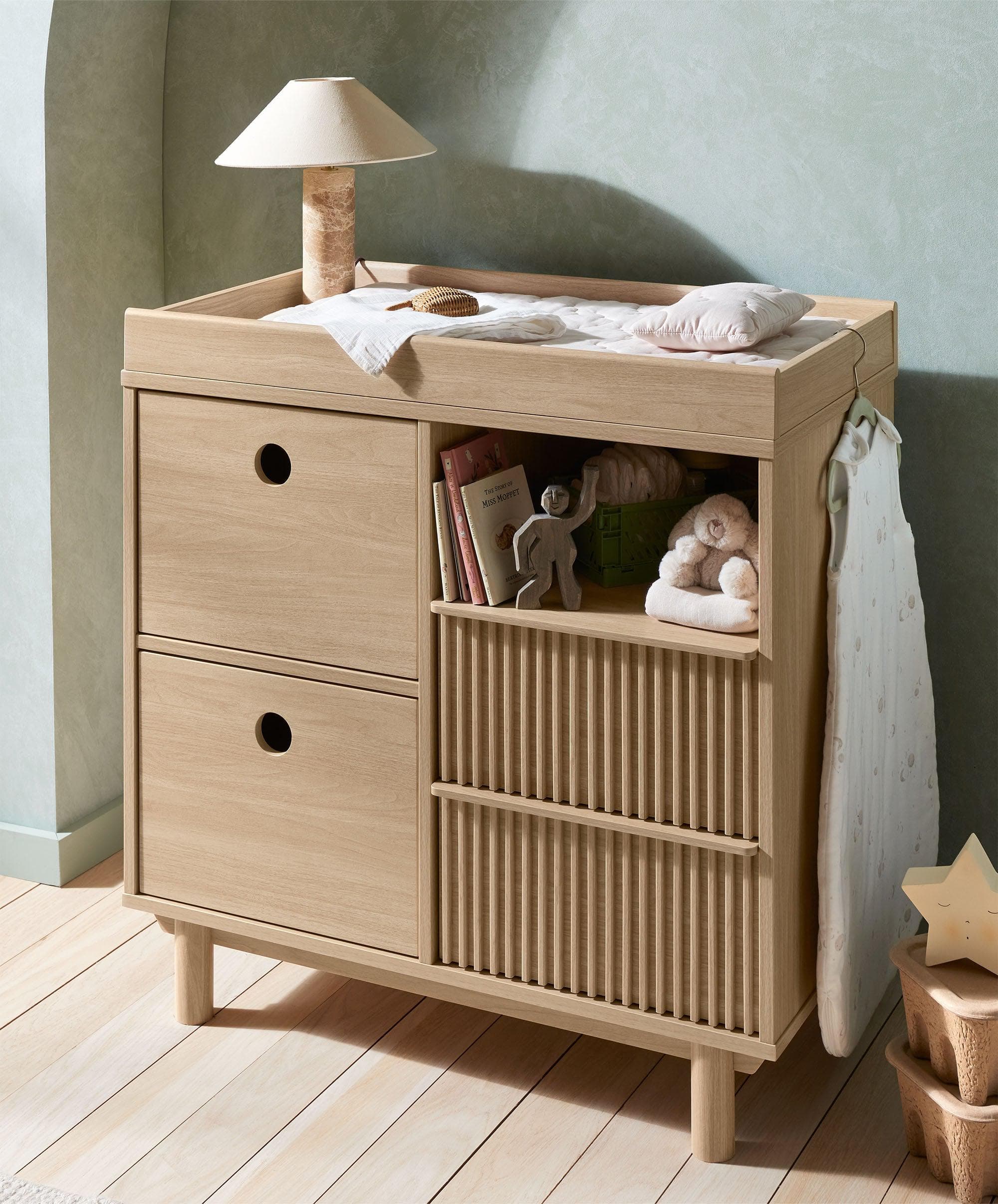 Oska 3 Piece Cotbed Range With Dresser Changer & Wardrobe - Oak - Image 3
