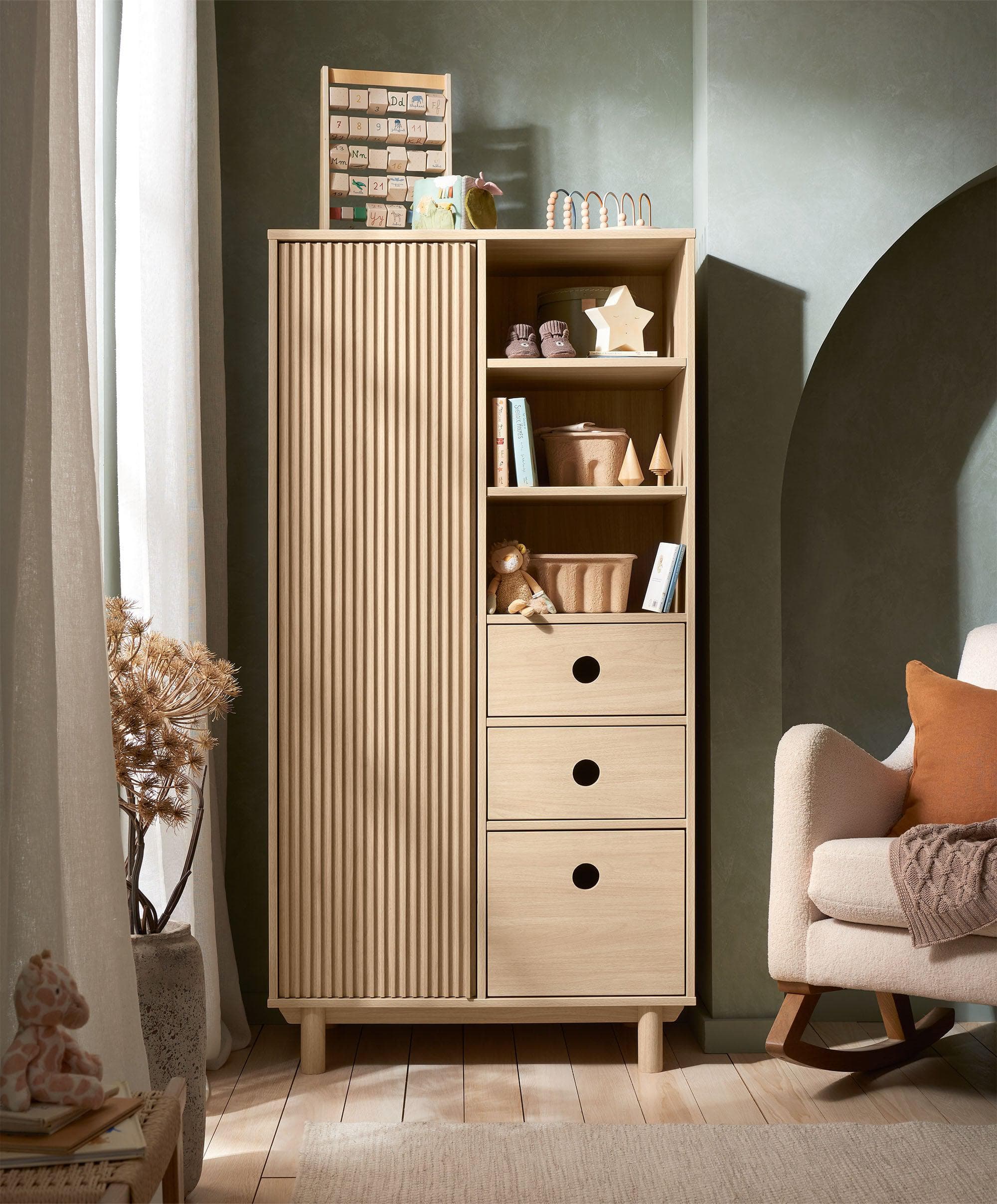 Oska 3 Piece Cotbed Range With Dresser Changer & Wardrobe - Oak - Image 4