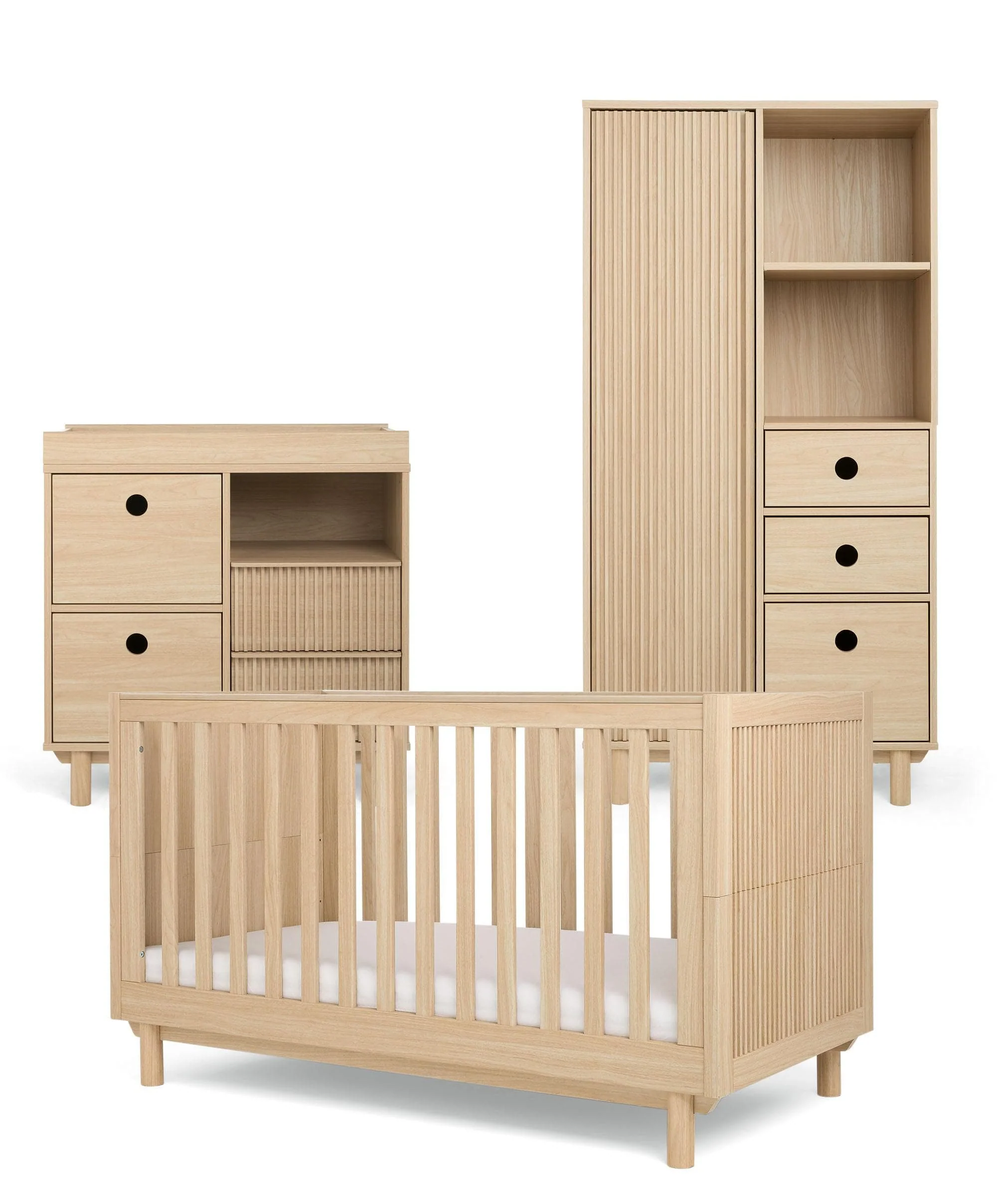 Oska 3 Piece Cotbed Range With Dresser Changer & Wardrobe - Oak - Image 5