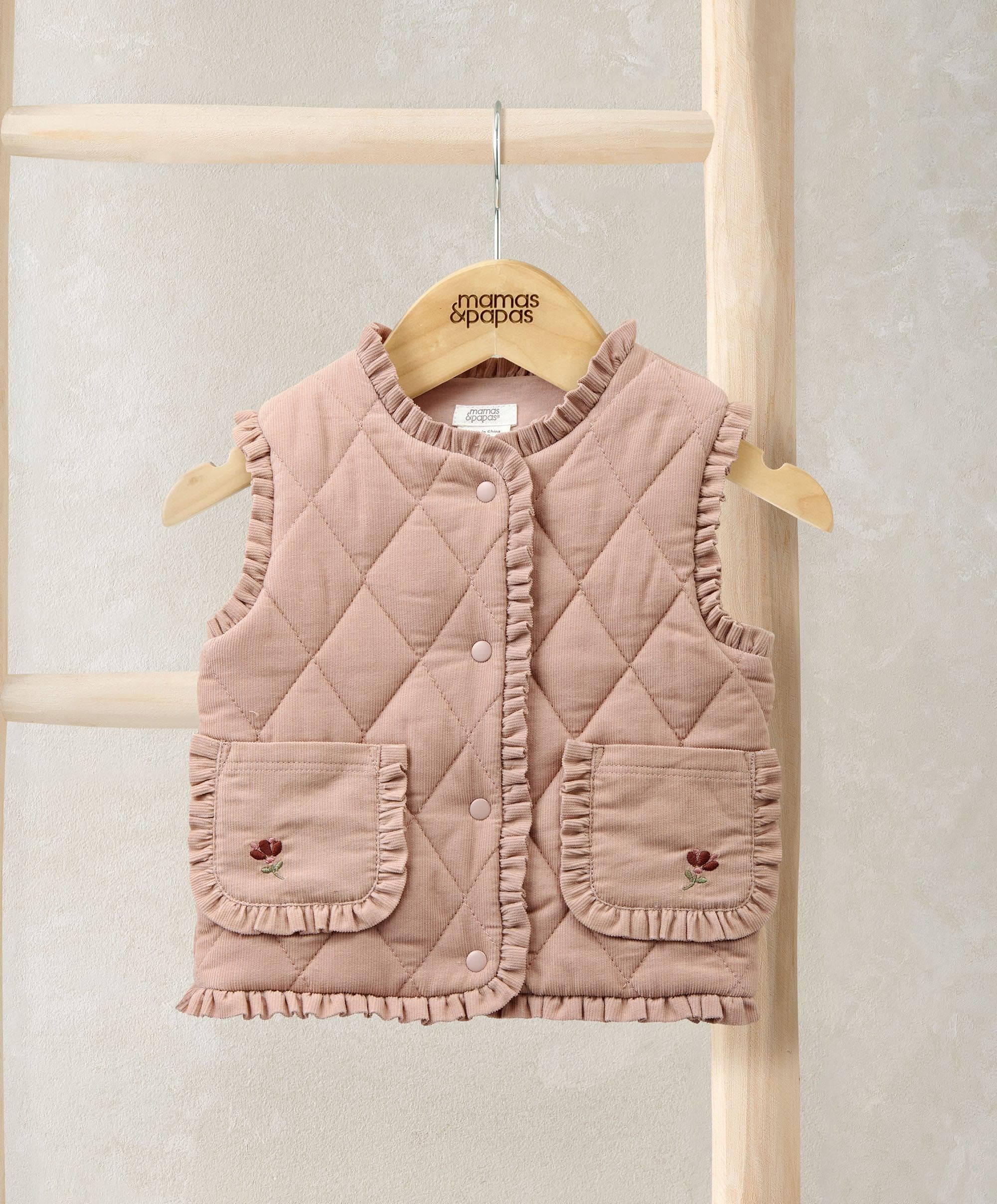 Cord Quilted Gilet β Pink