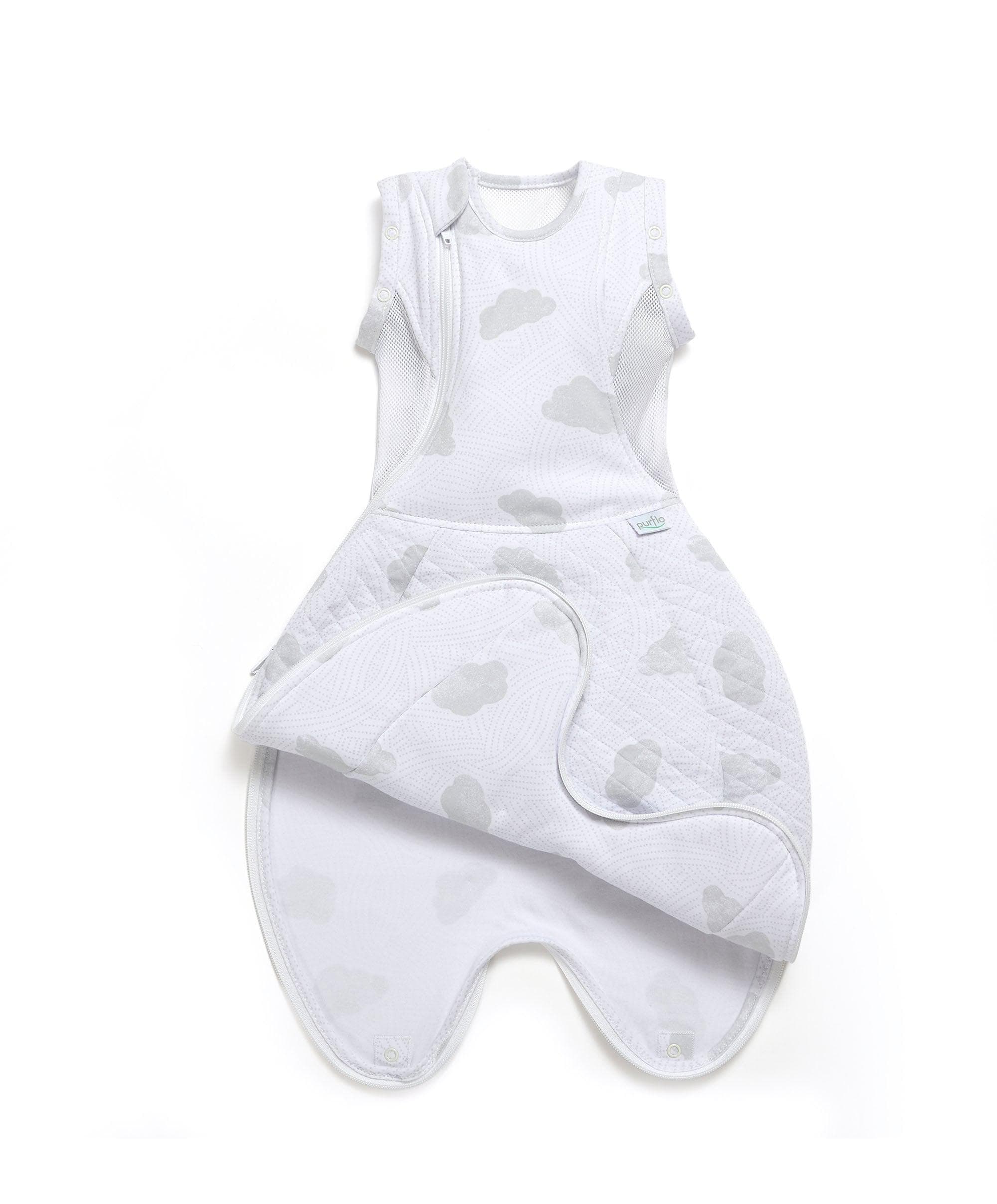 Purflo Swaddle to Sleep Bag 0-4 Months (2.5 Tog) - Cotton Clouds - Image 8