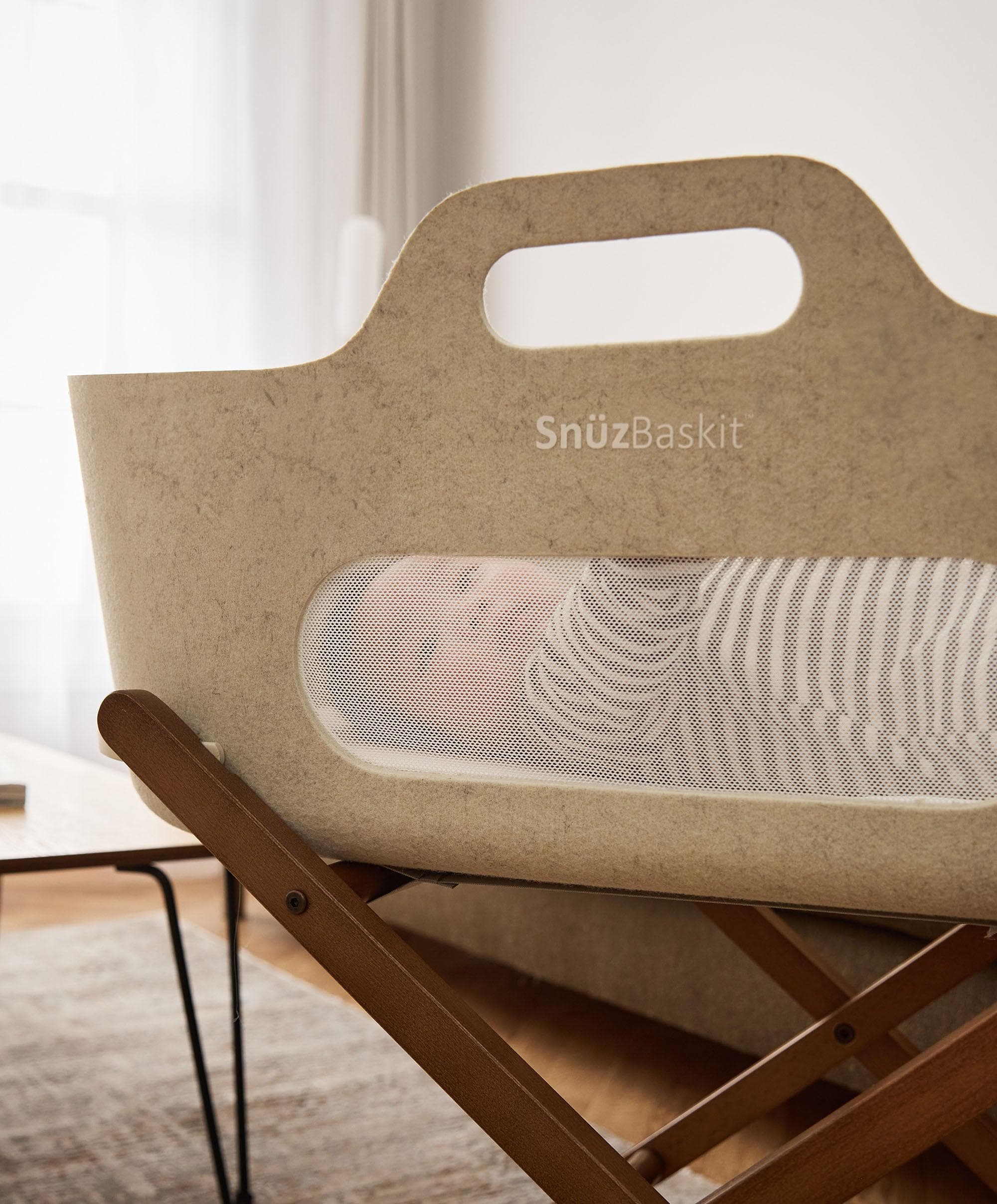 SnuzBaskit Moses Basket & Stand - Barley/Walnut - Image 3