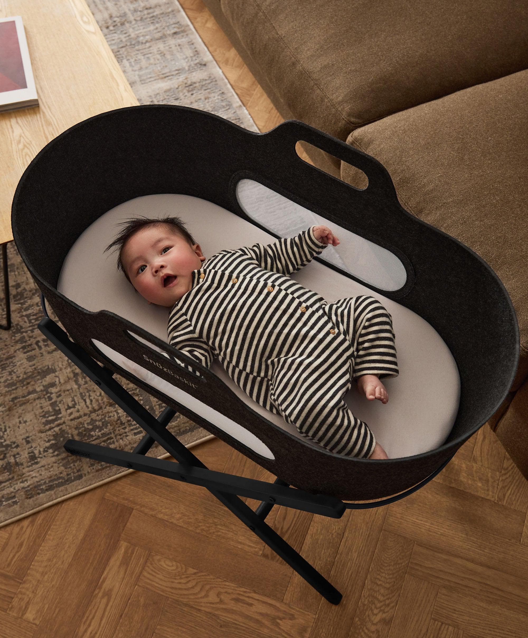 SnuzBaskit Moses Basket & Stand - Graphite - Image 2