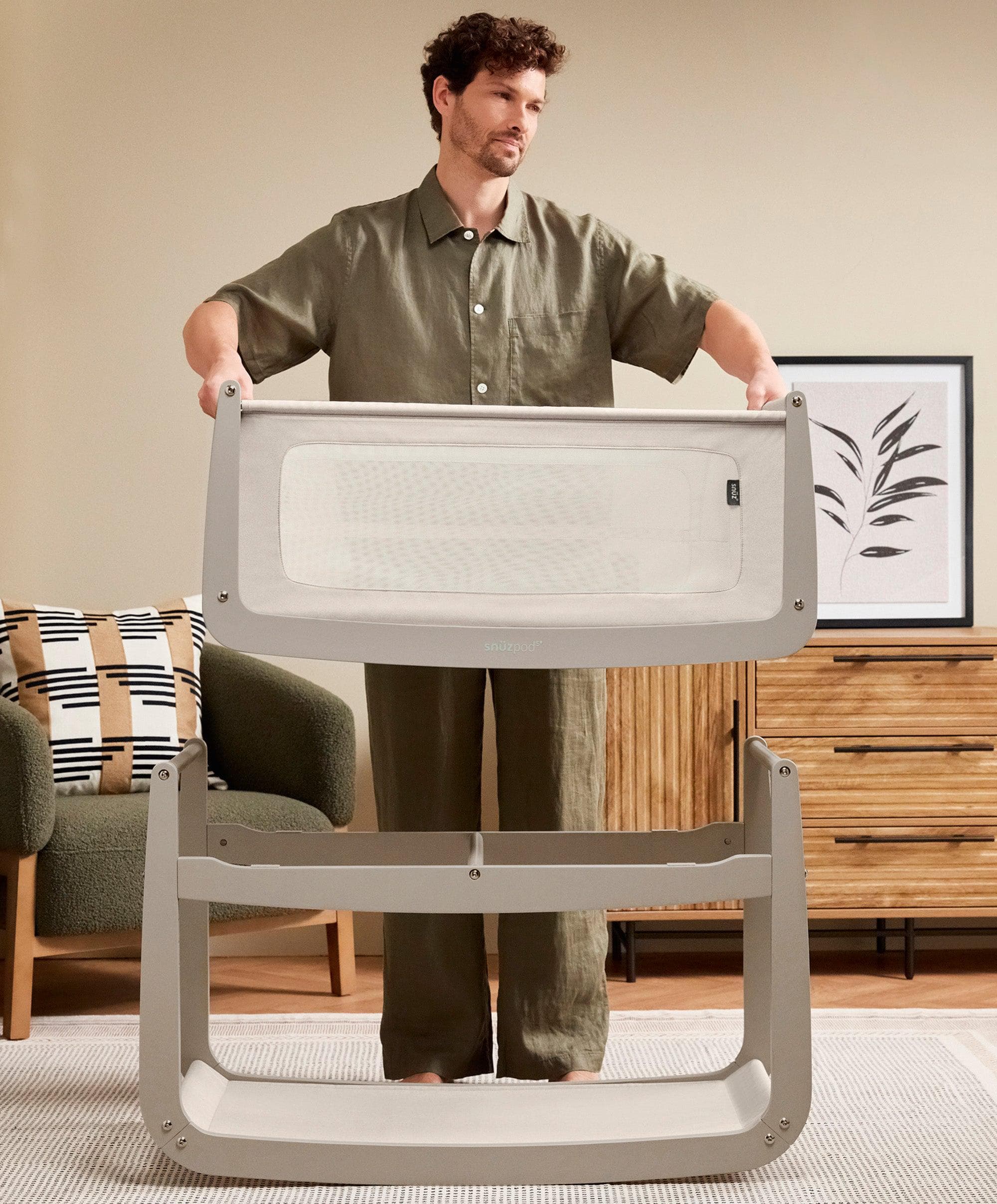 SnuzPod 5 Bedside Crib - Pebble - Image 6
