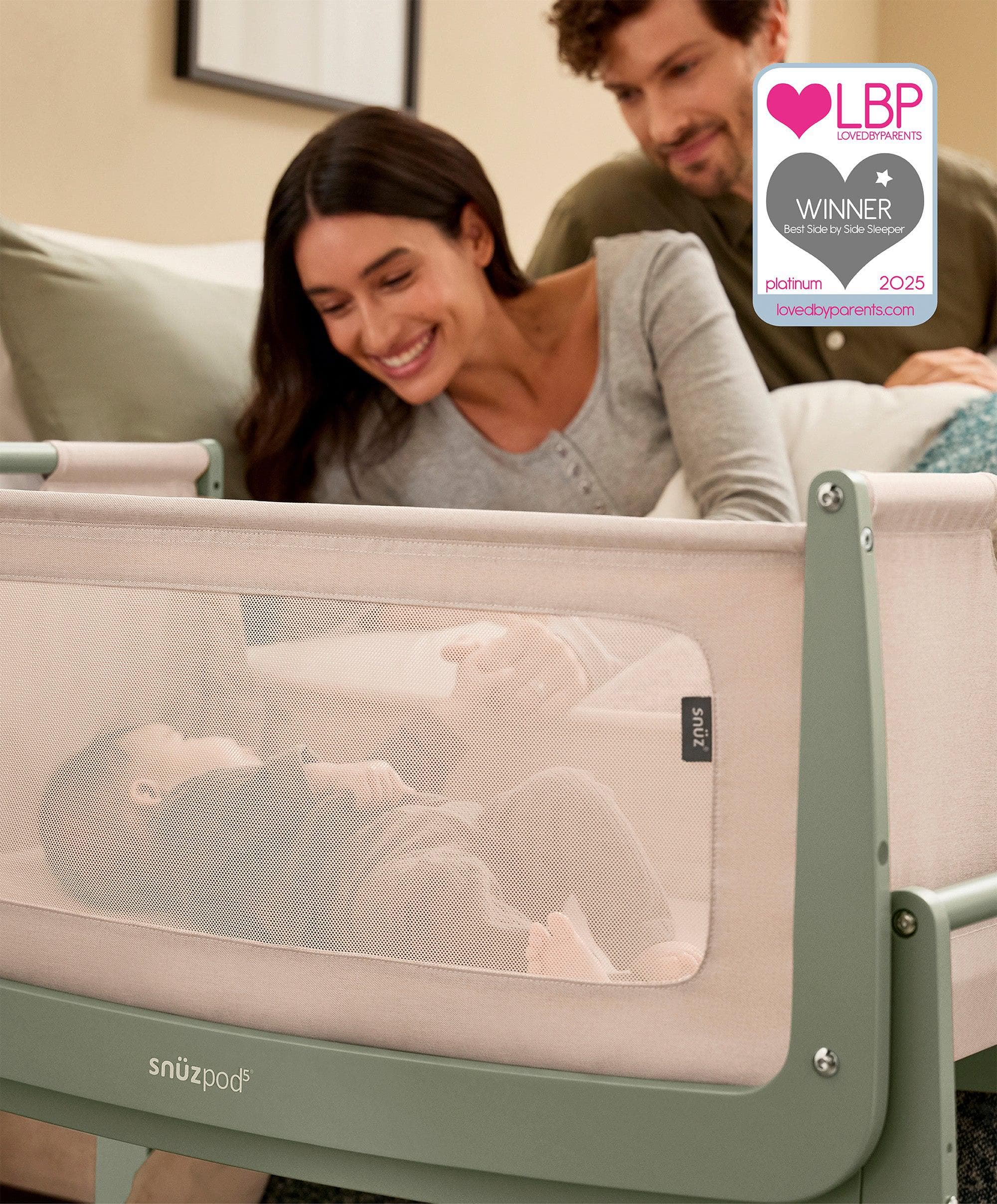 SnuzPod 5 Bedside Crib - Sage - Image 2