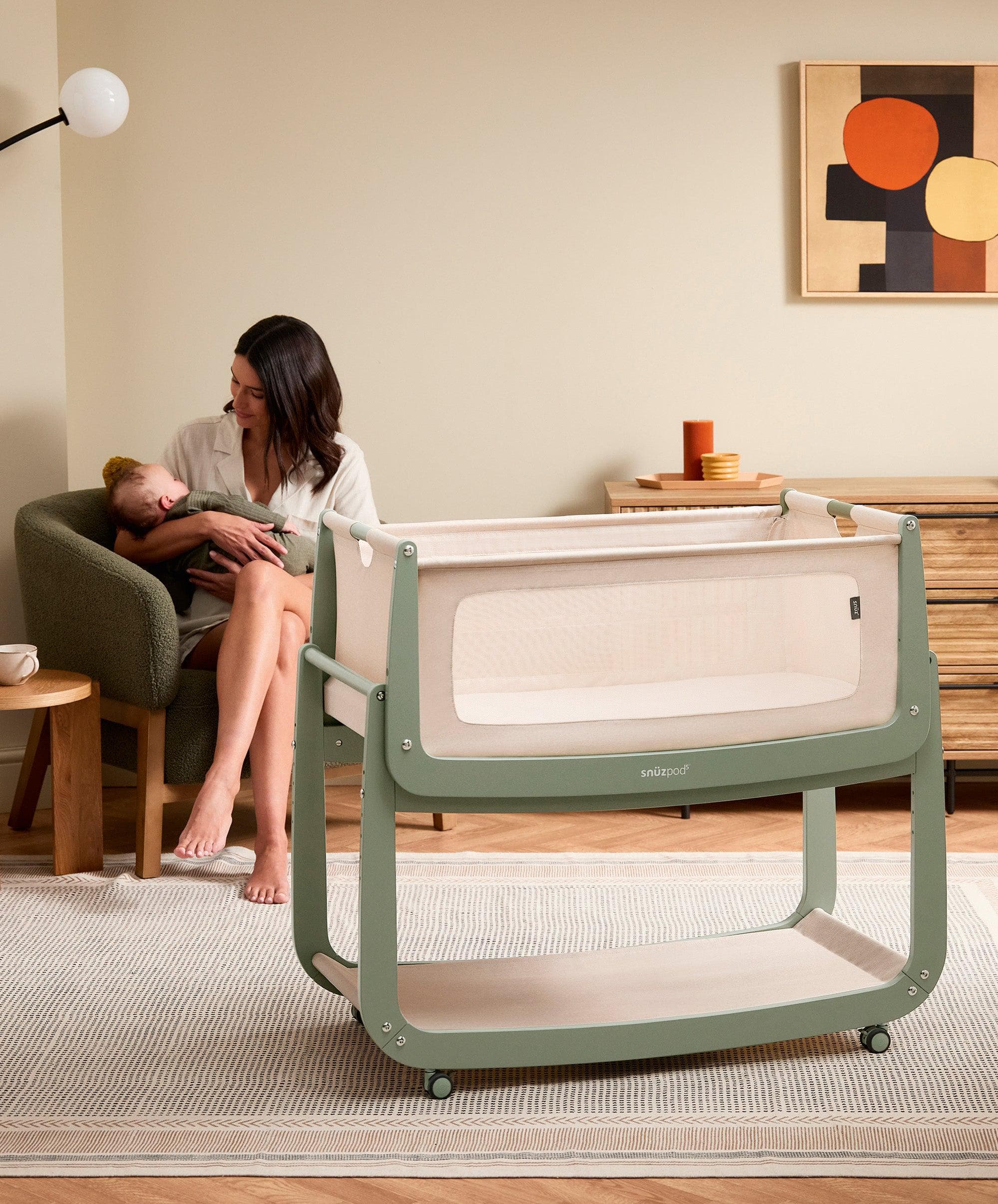 SnuzPod 5 Bedside Crib - Sage - Image 5