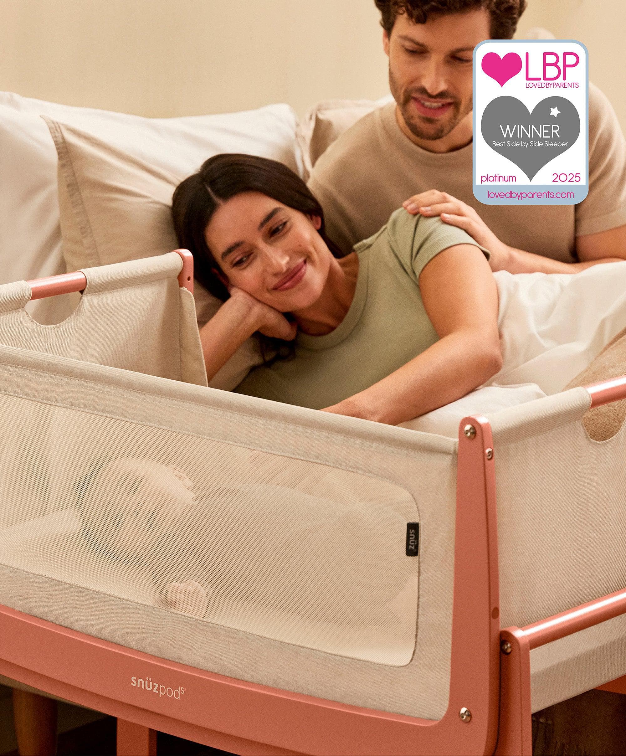 SnuzPod 5 Bedside Crib - Terracotta - Image 2
