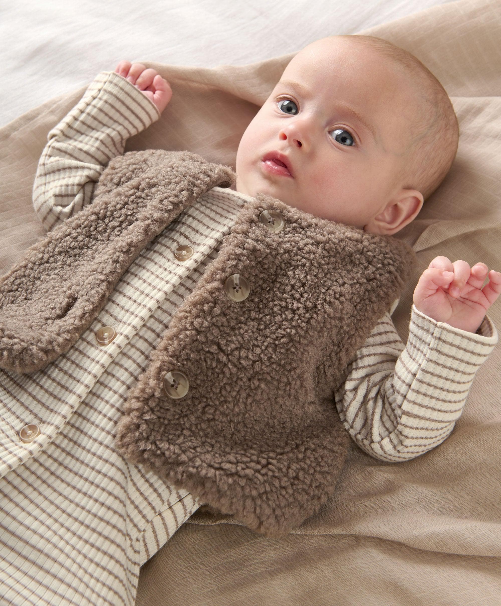 Borg Gilet & All in One Outfit Set - Sand - Image 3