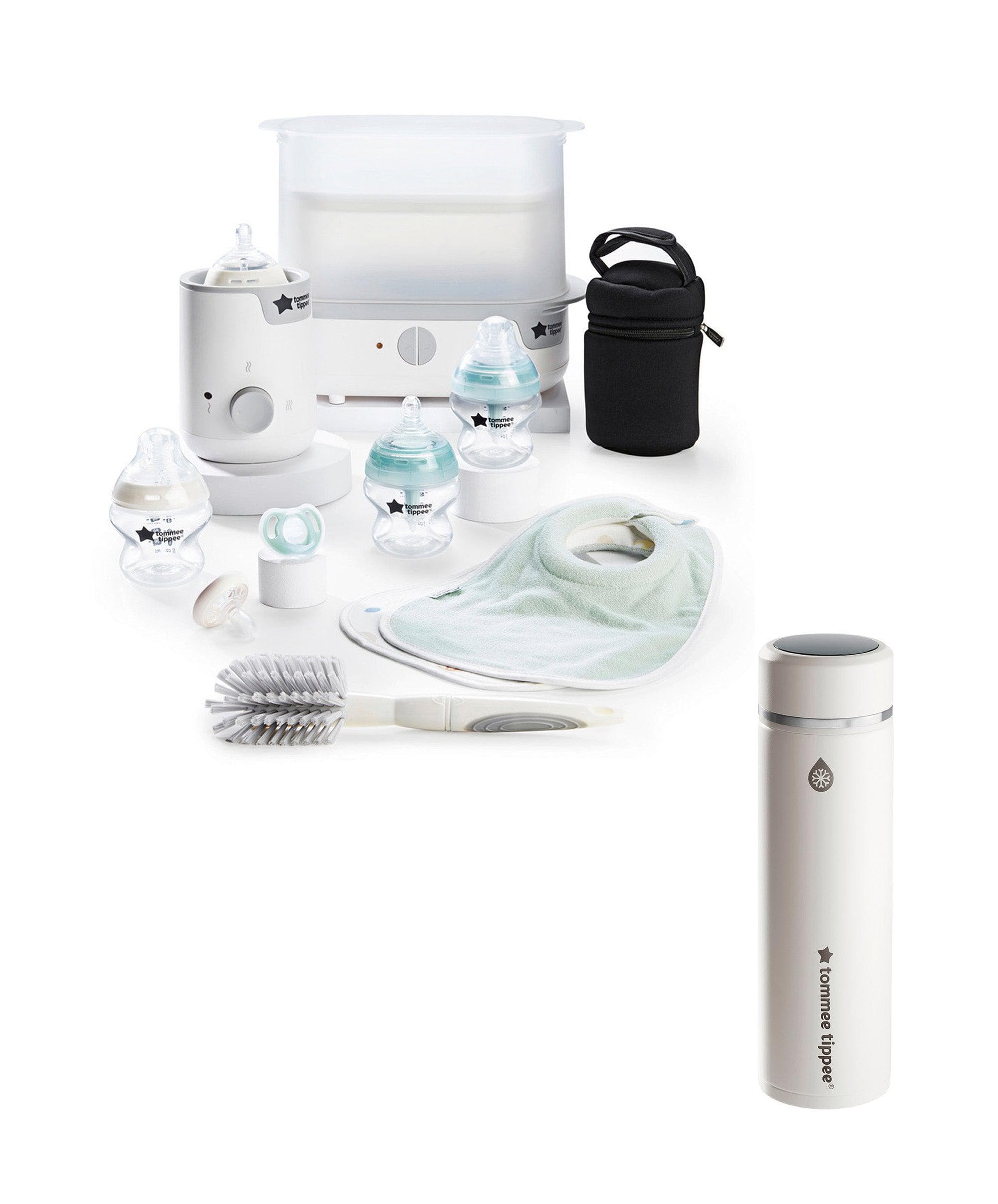 Tommee Tippee Complete Feeding Set & GoPrep Formula Feed Maker Bundle - White