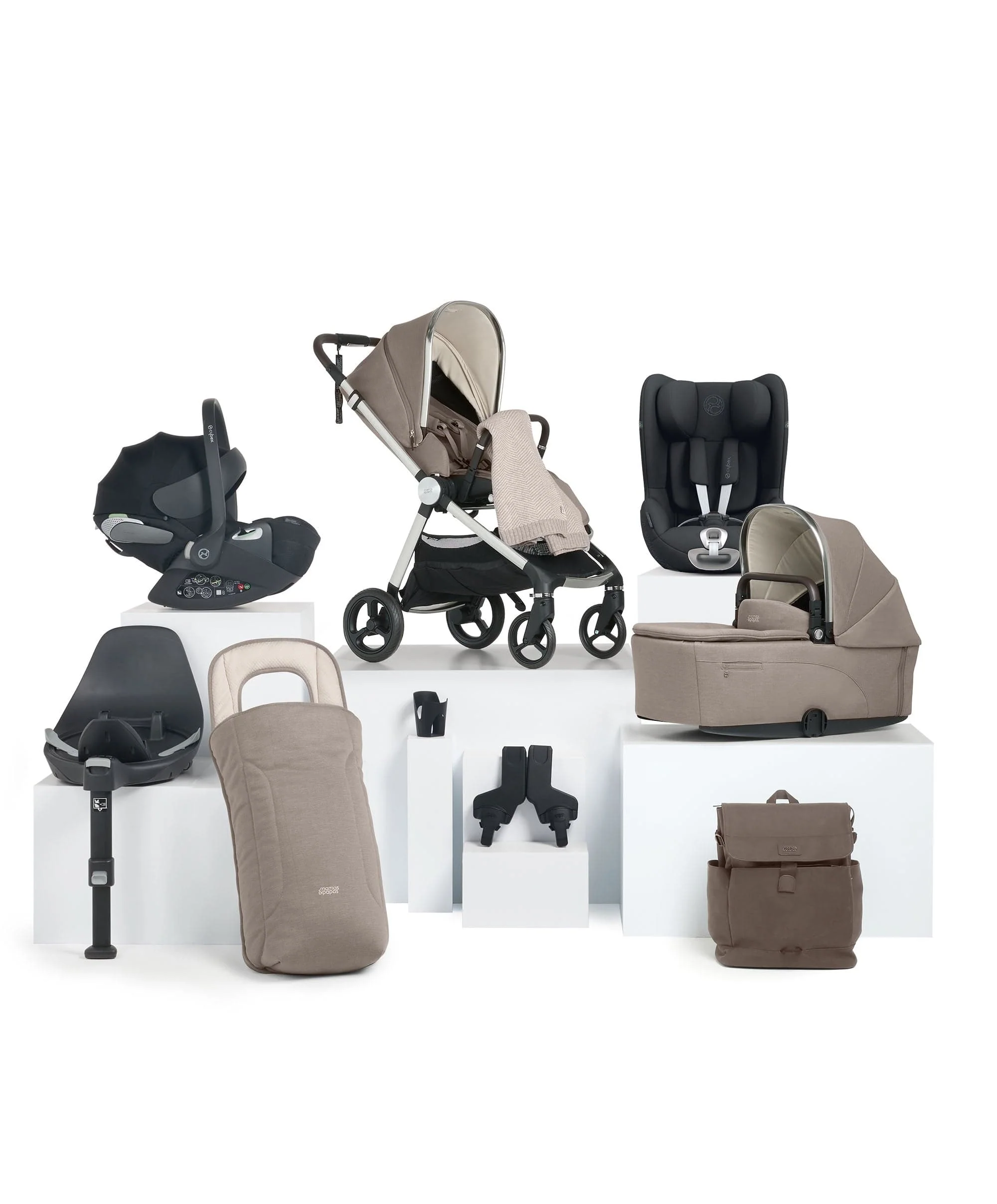 Vardo Pushchair Baby to Toddler Travel Bundle with Cybex Cloud T & Sirona T (10 Pieces) - Heritage